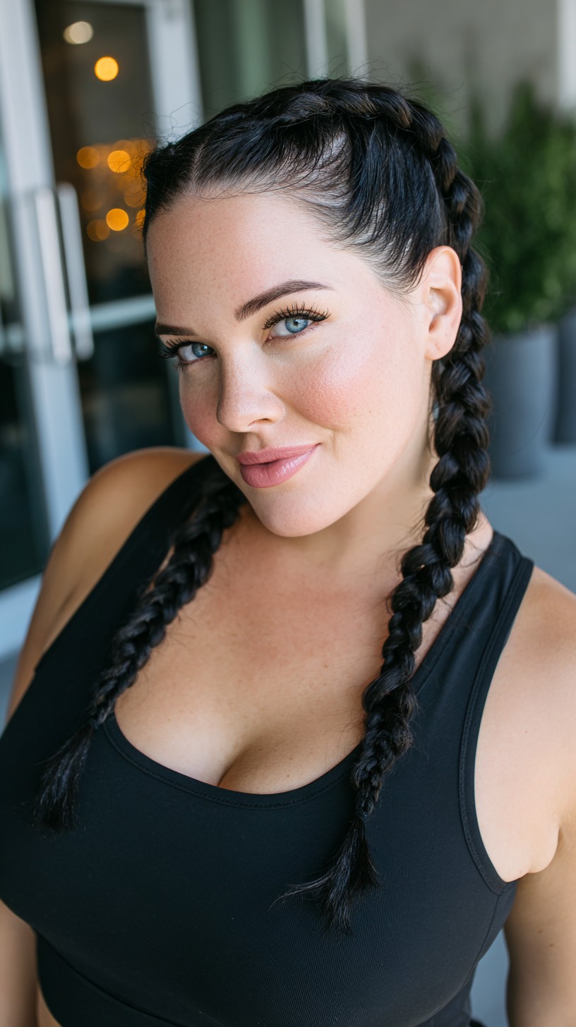 Sleek Double Dutch Braids for Active Lifestyles