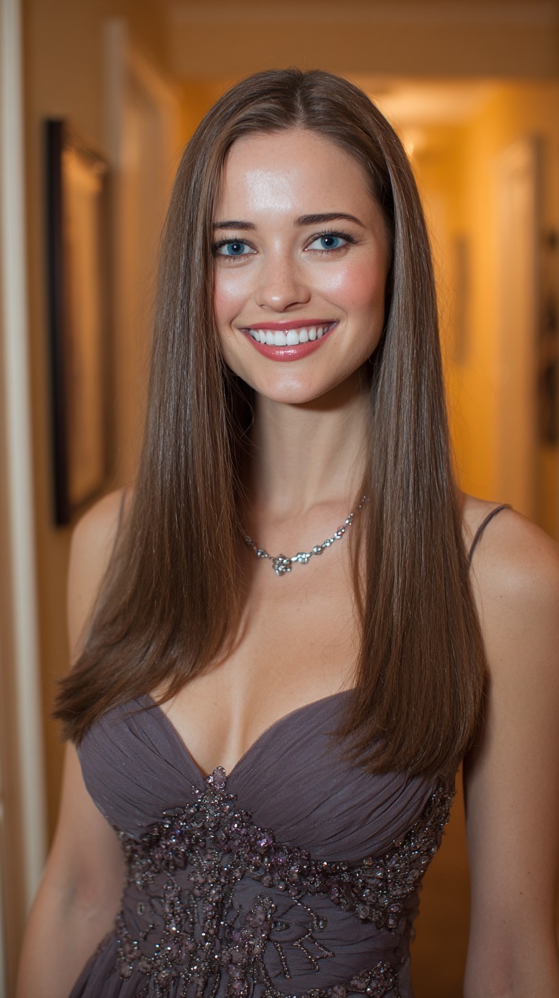 Sleek Long Chocolate Cut with Soft Interior Layers