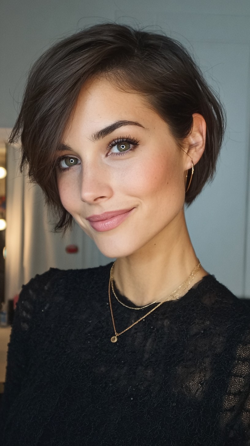 Soft Angled Pixie-Bob with Side-Swept Fringe