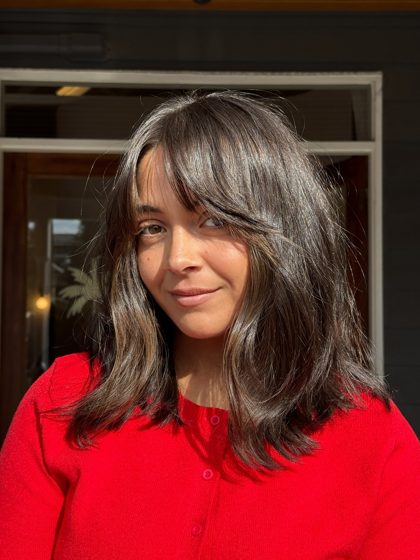 Soft Collarbone-Length Shag with Face-Framing Curtain Bangs