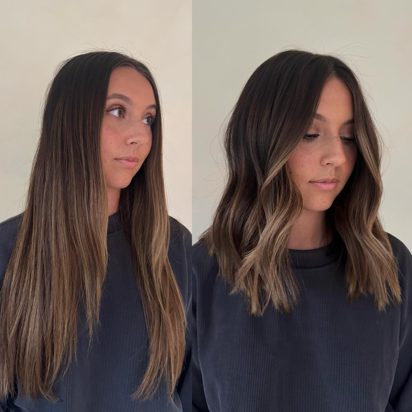 Soft Face-Framing Long-to-Lob with Warm Balayage