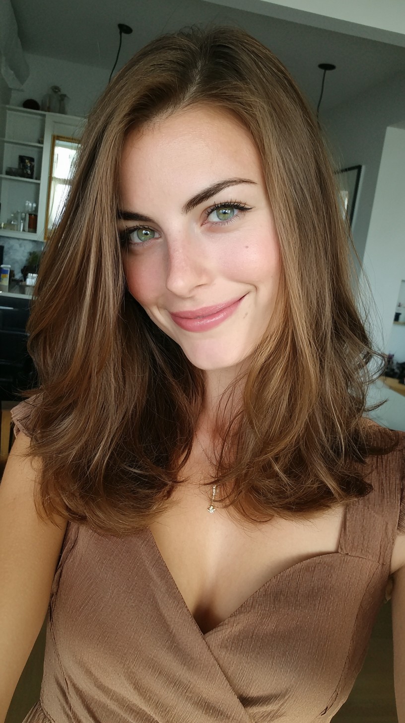 Soft Mid-Length Layered Cut with Curtain Face-Framing