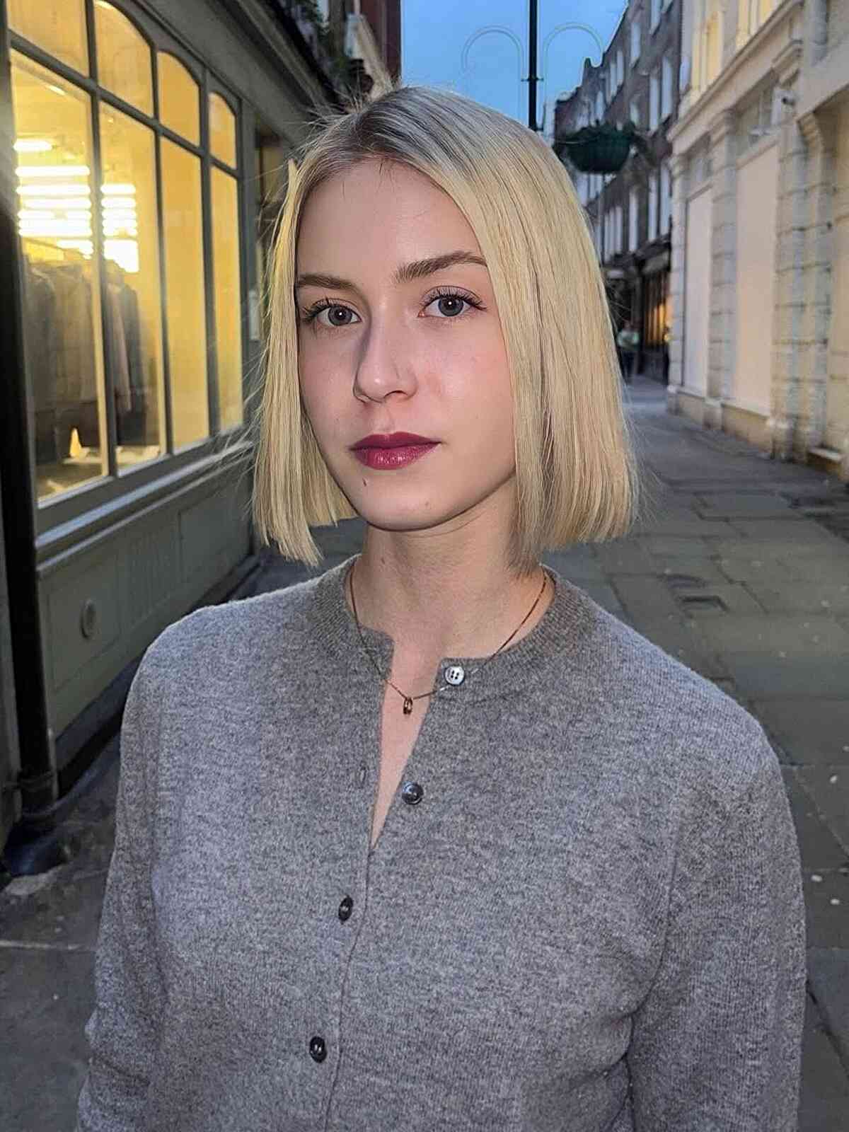 Stylish Blonde Bob with Subtle Layers