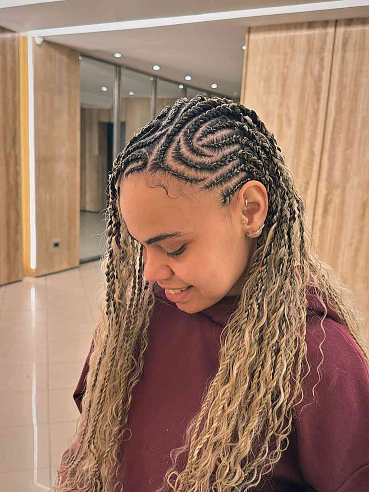 Stylish Lemonade Braids with Defined Curls