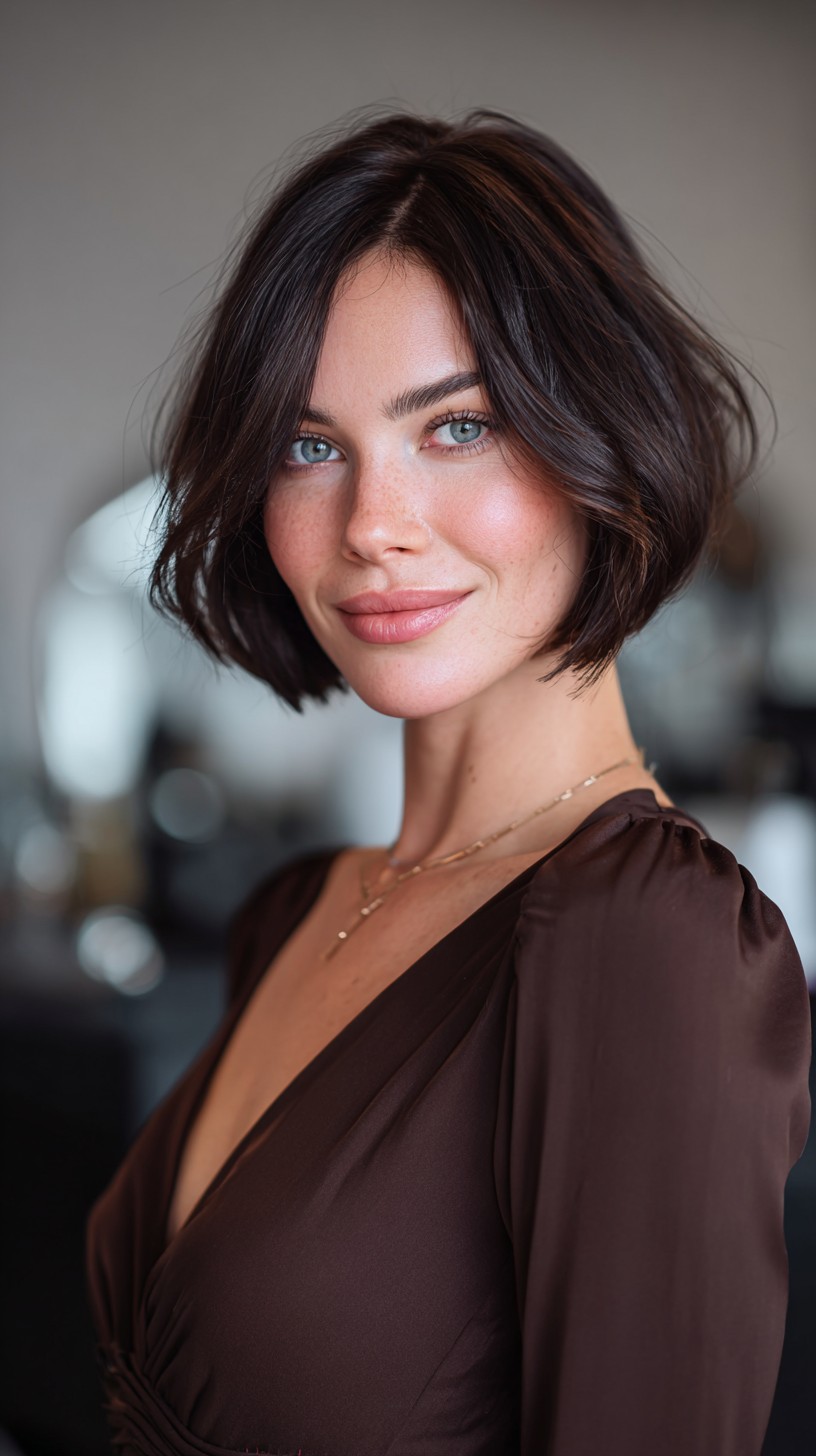 Textured Chin-Length Bob with Subtle Face-Framing Babylights