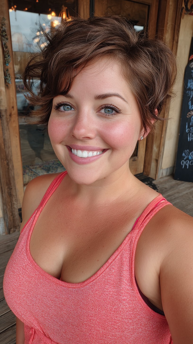 Textured Side-Swept Short Pixie with Soft Crown Lift