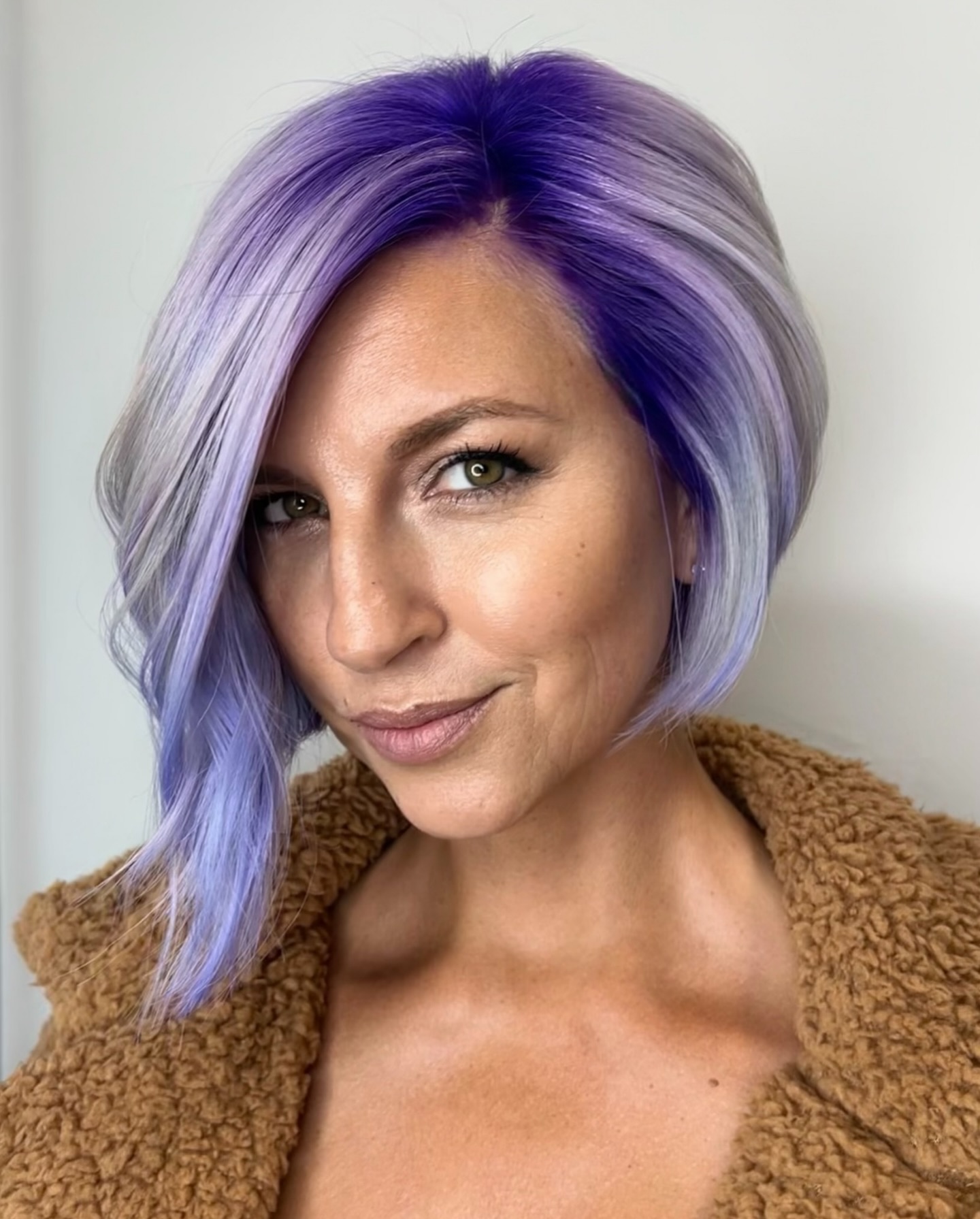 Violet Root-to-Lilac Angled Stacked Bob