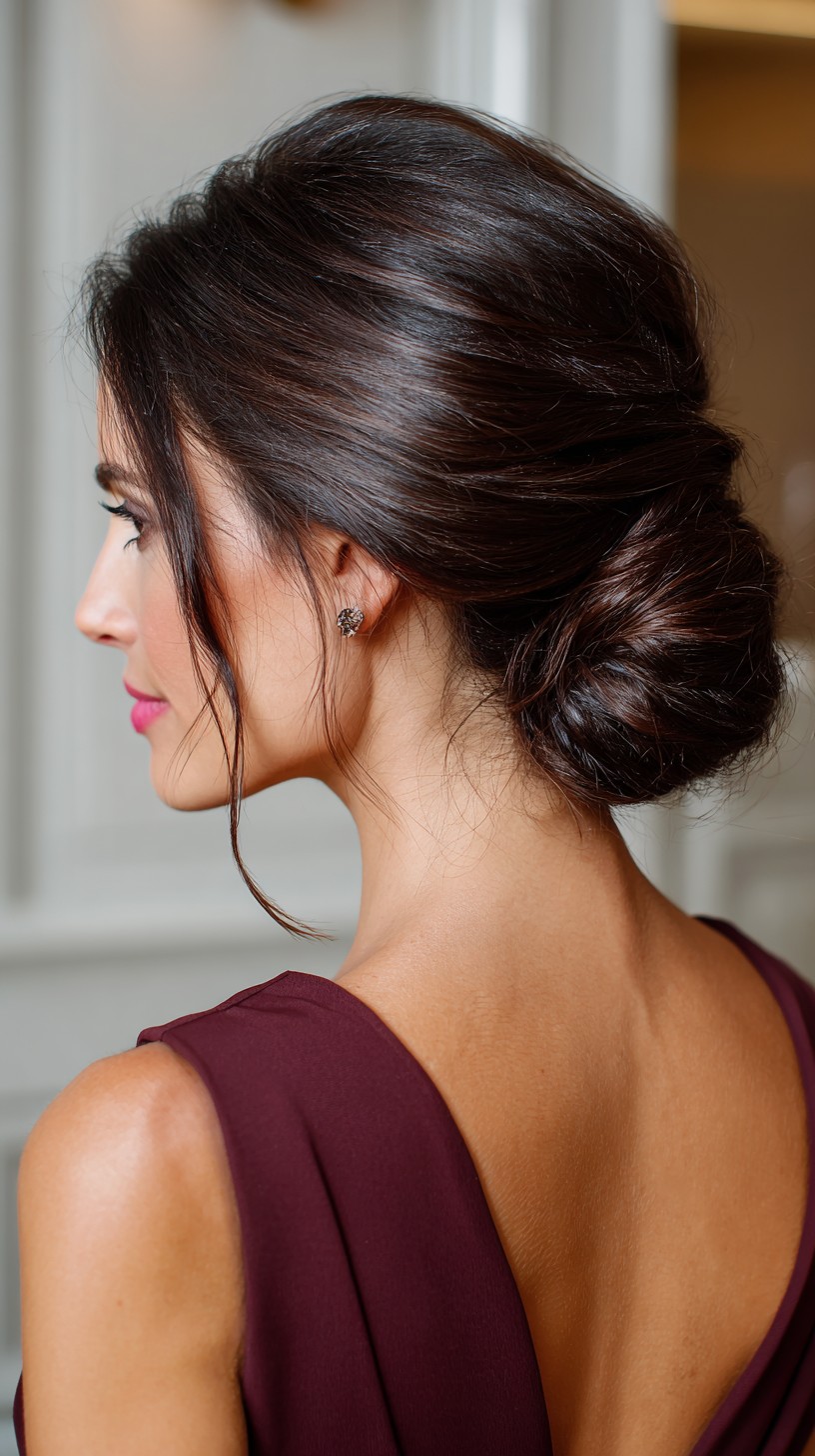 Voluminous Low Twisted Chignon with Face‑Framing Tendrils