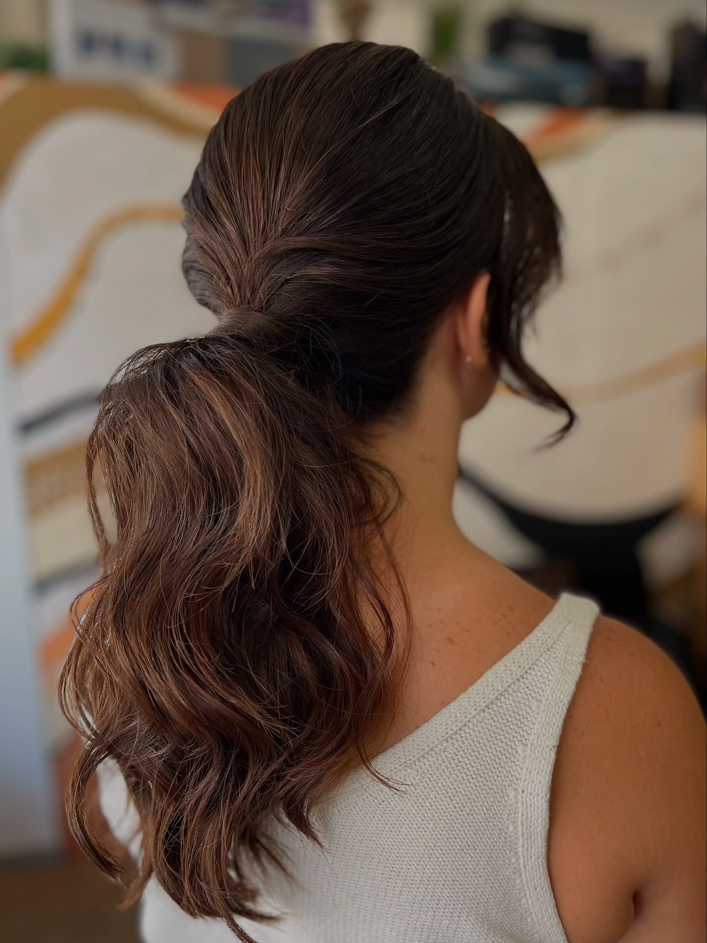 Wrapped Low Pony with Soft Sculpted Waves