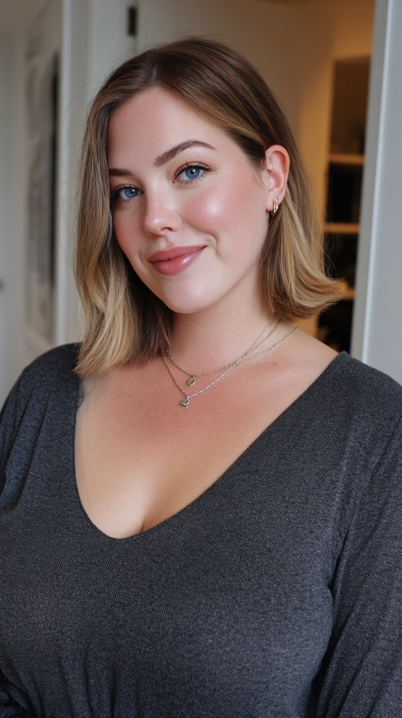 Ash-Bronde Shoulder-Grazing Blunt Lob with Soft Interior Bevel