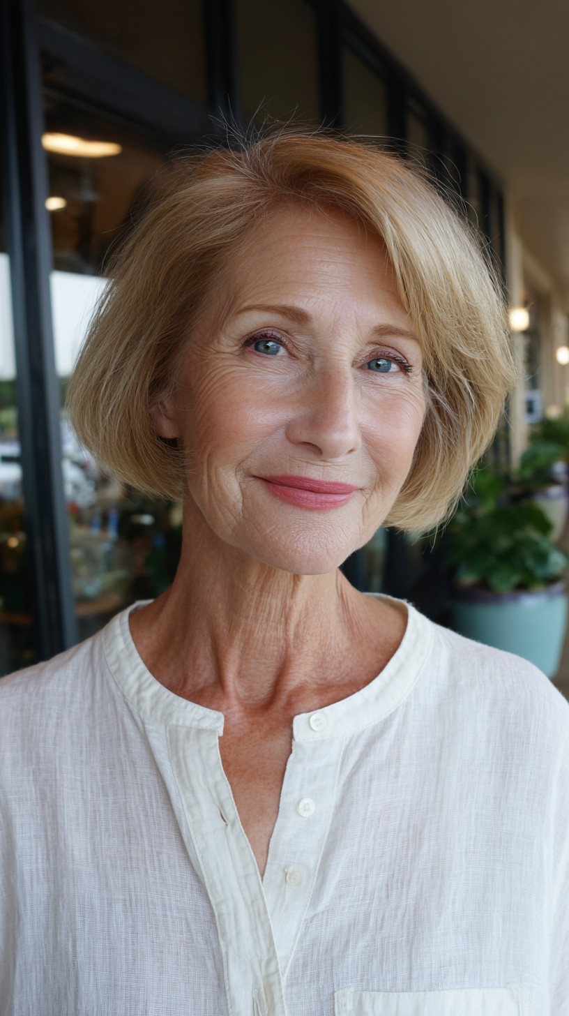Blonde Graduated Bob with Subtle Root Shadow and Crown Lift