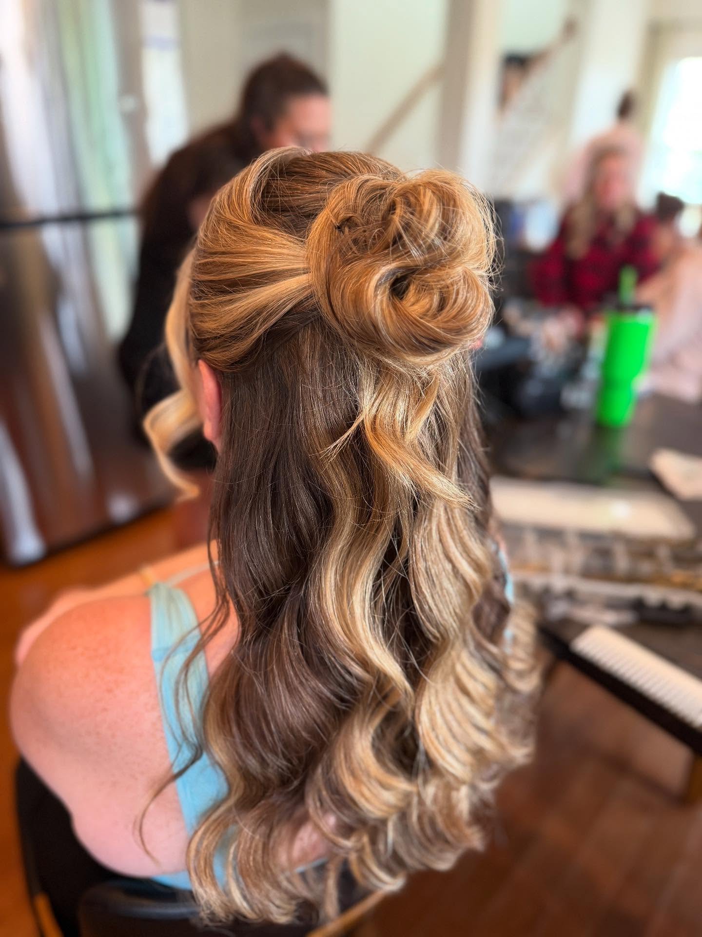 Boho Twisted Rose Half-Up with Chunky Ribbon Highlights