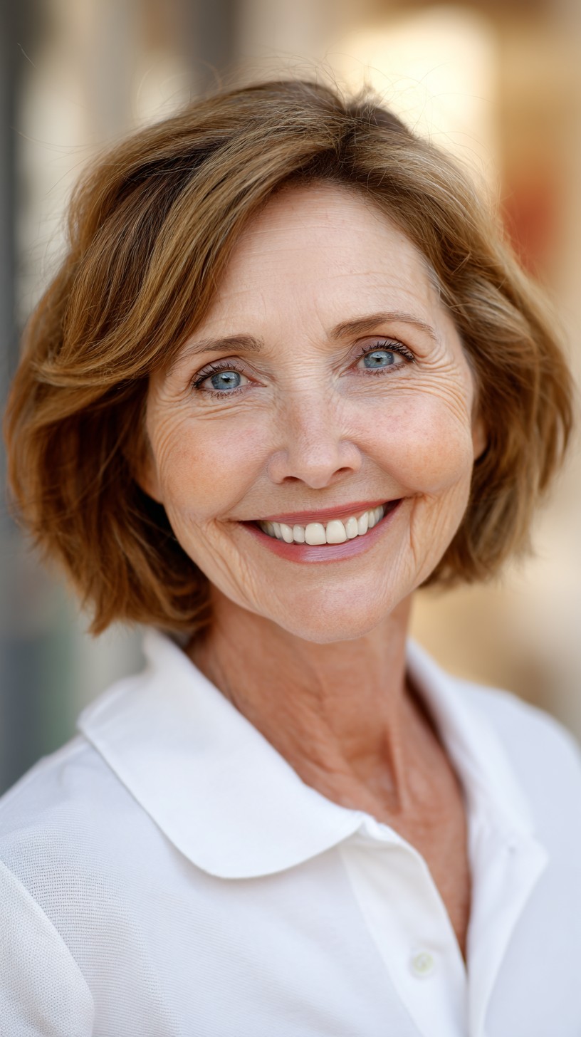 Chin-Length Layered Bob with Soft Side-Swept Layers