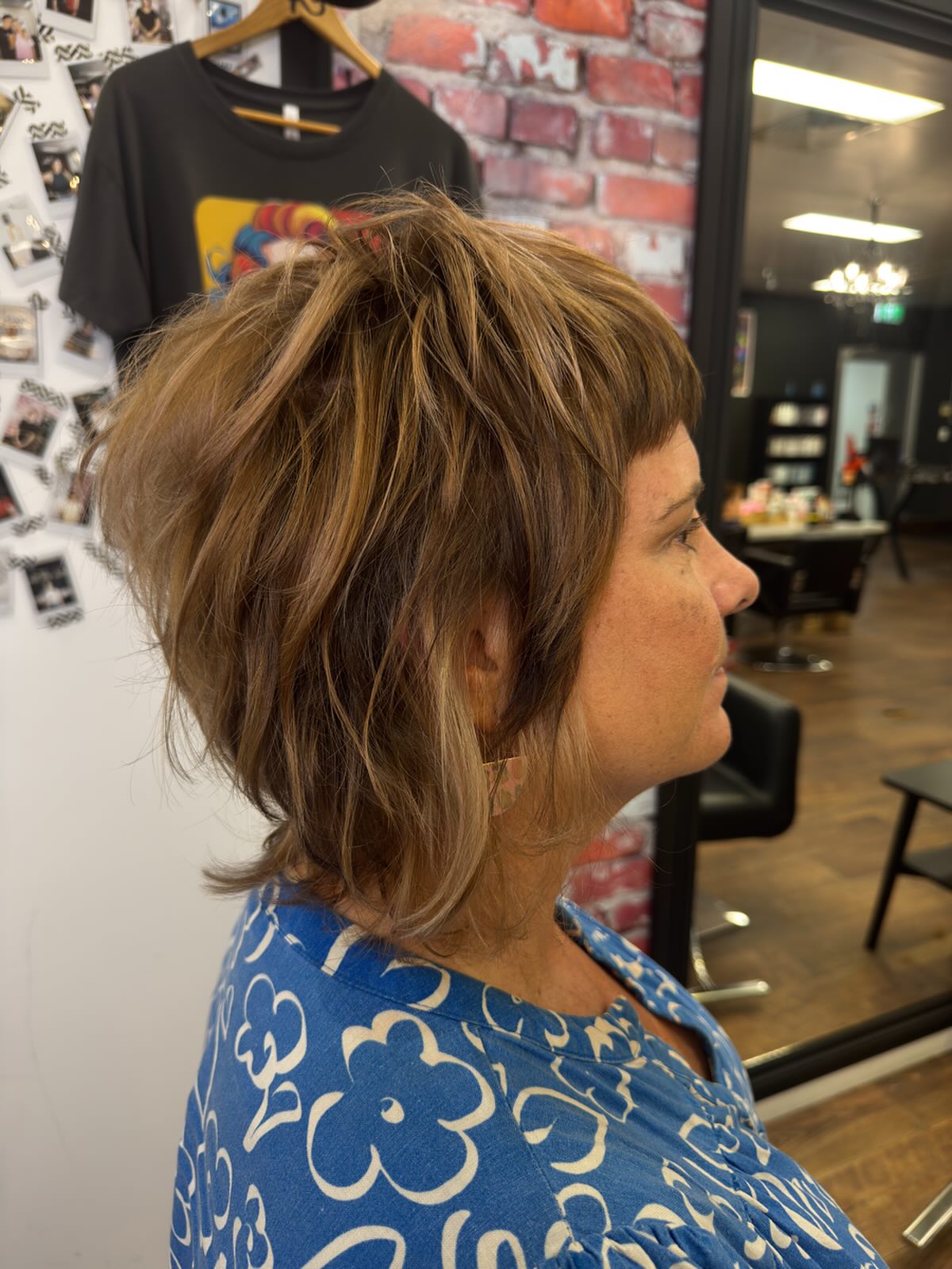 Choppy Textured Shag with Micro Fringe and Blonde Peekaboo Face Frame