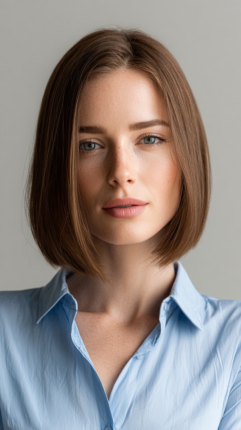 Clean Chestnut Precision Blunt Lob with Slight Internal Bevel
