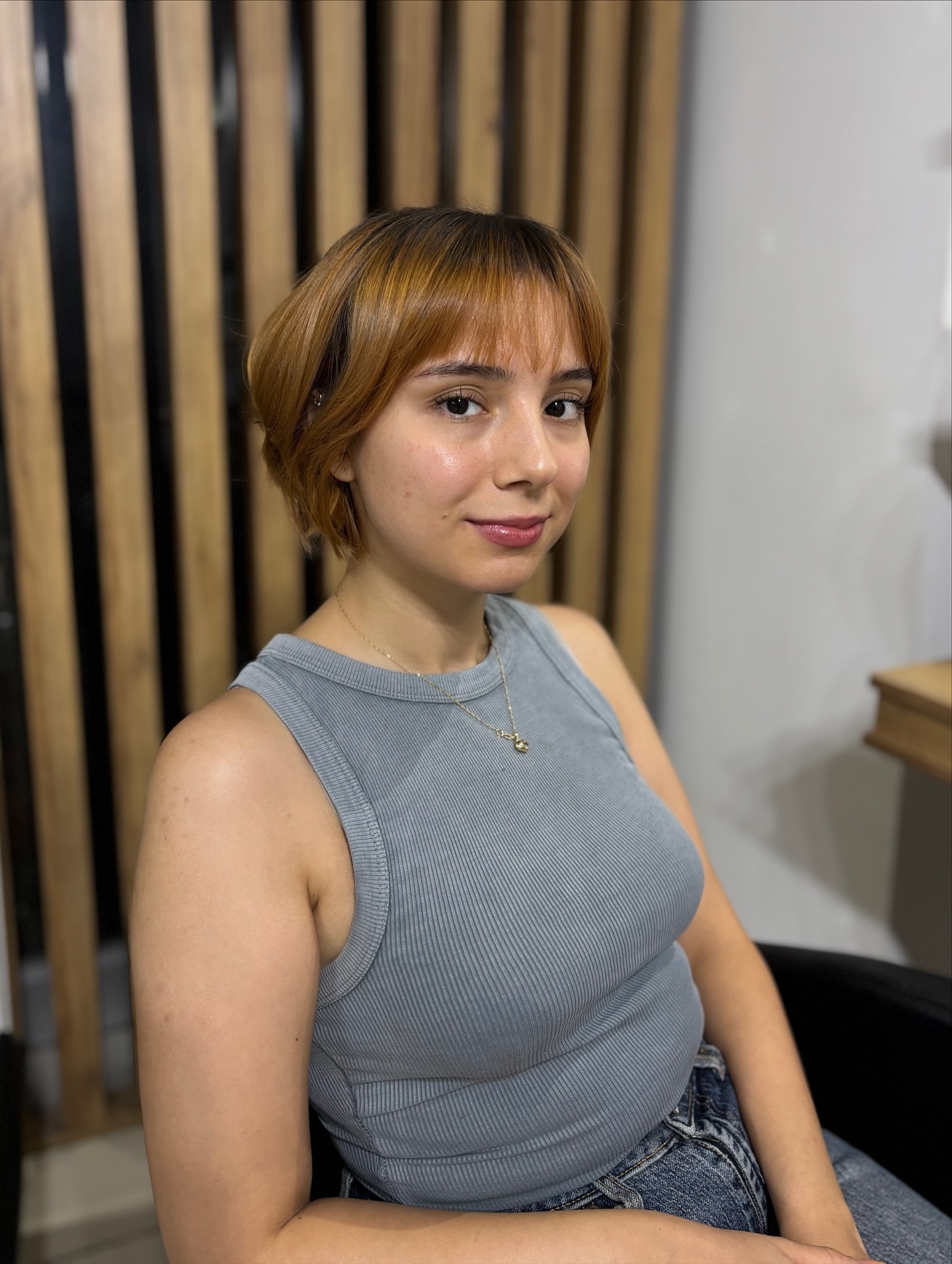 Copper Tucked Layered Crop with Micro Fringe