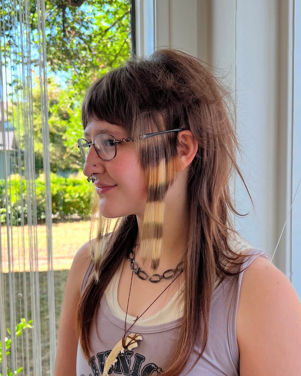 Edgy Mullet Layers with Checkerboard Bleached Face-Frame