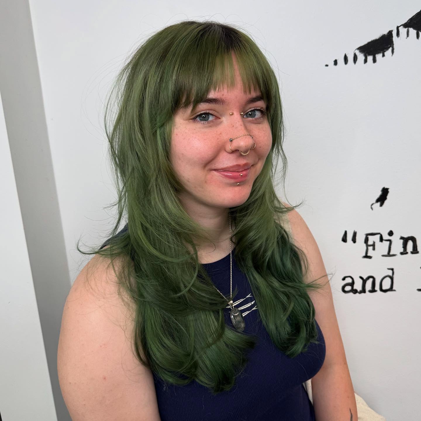 Emerald Shag with Wispy Micro-Bangs and Feathered Layers