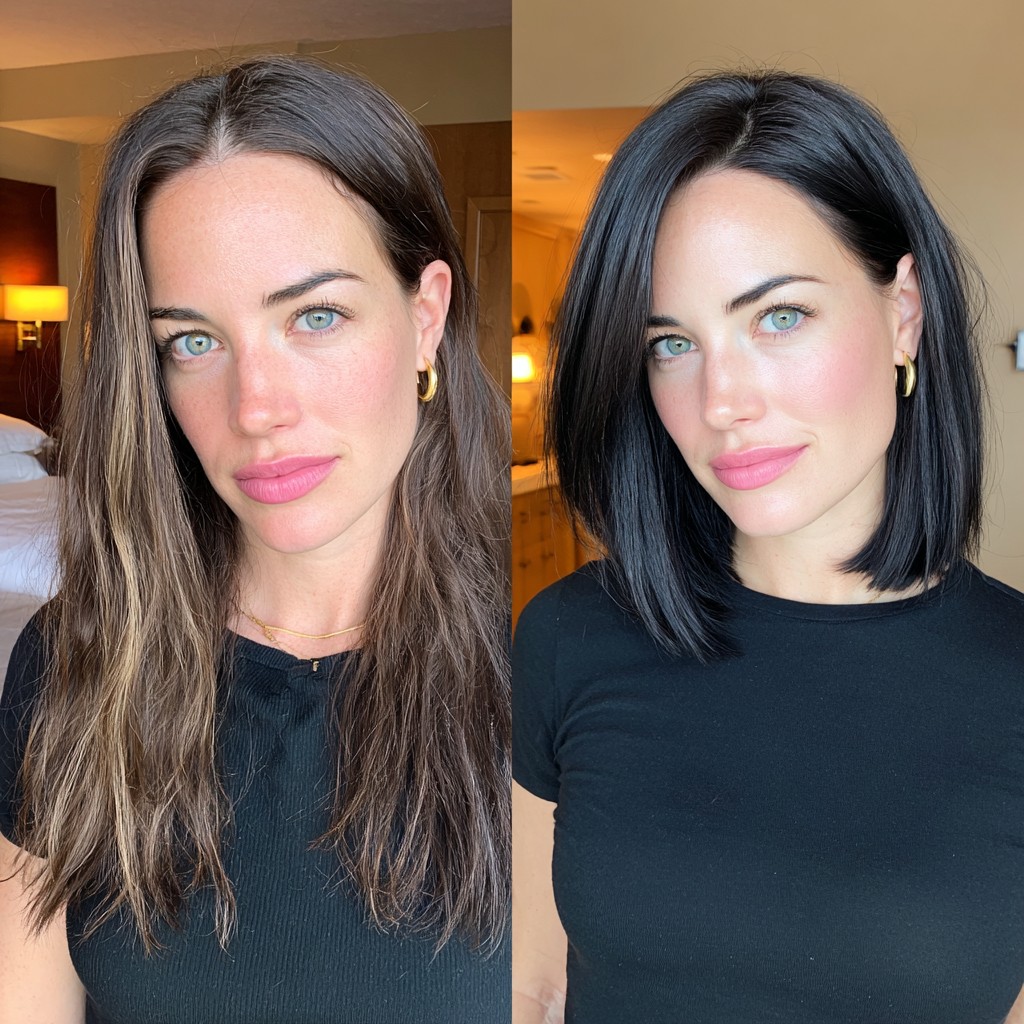 Glossy Blunt Collarbone Lob with Soft Face‑Framing