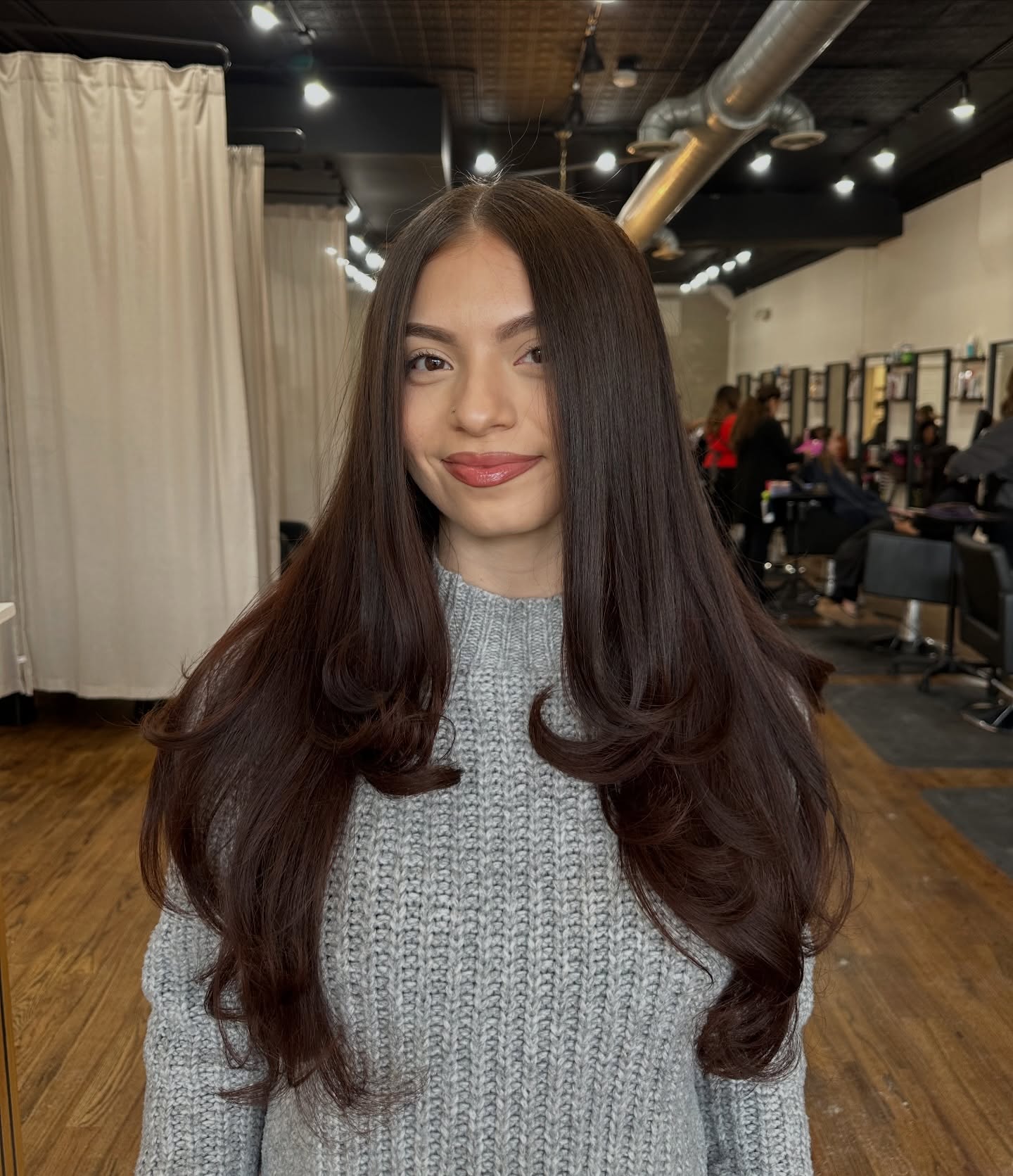 Glossy Long Chocolate Layers with Center-Part Flipped Ends