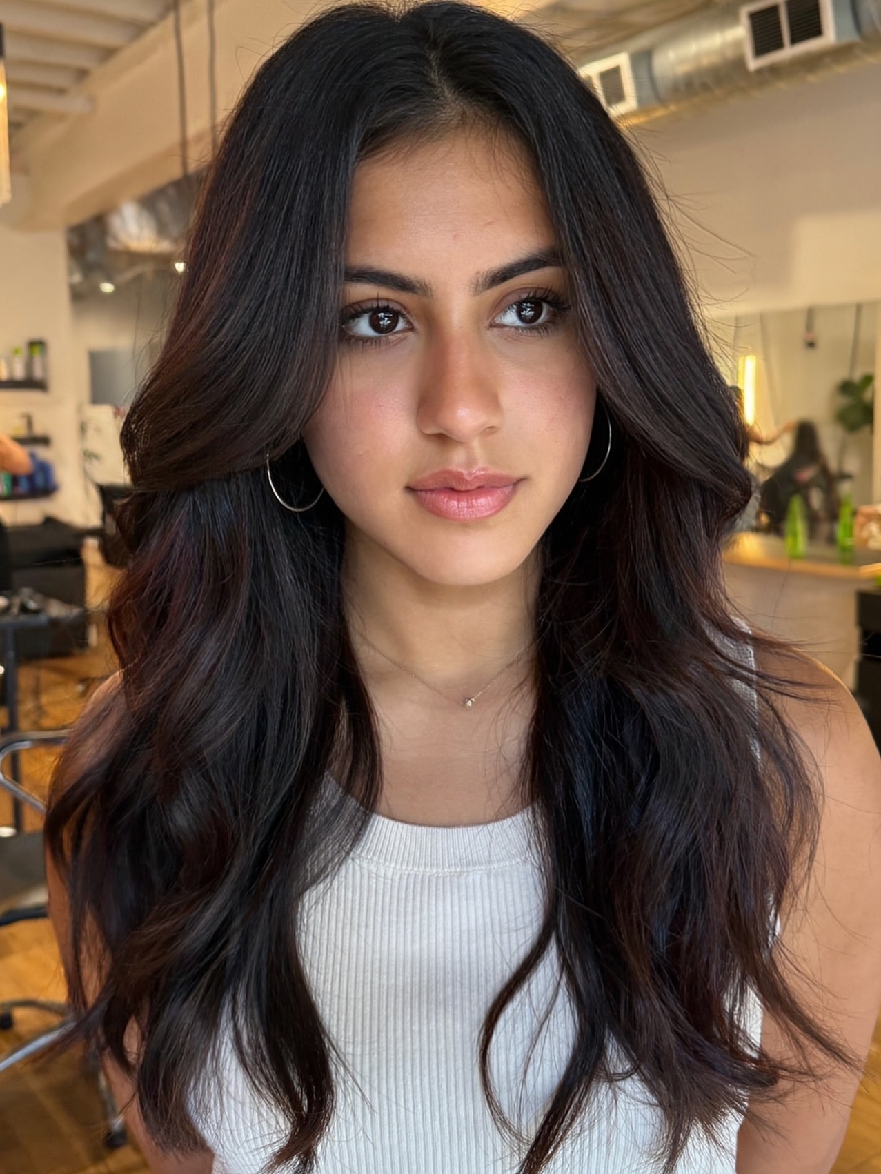 Long Dark Brown Curtain Layers with Soft Waves