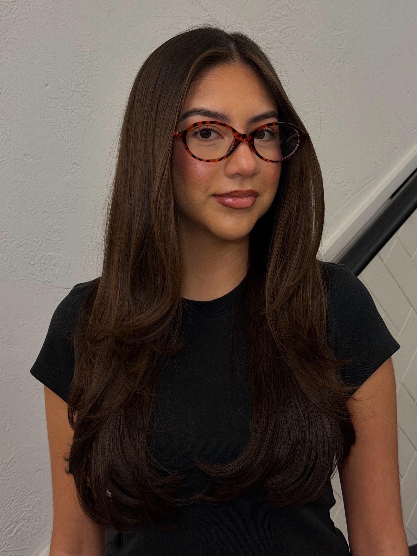 Long Glossy Layered Cut with Subtle Face-Framing
