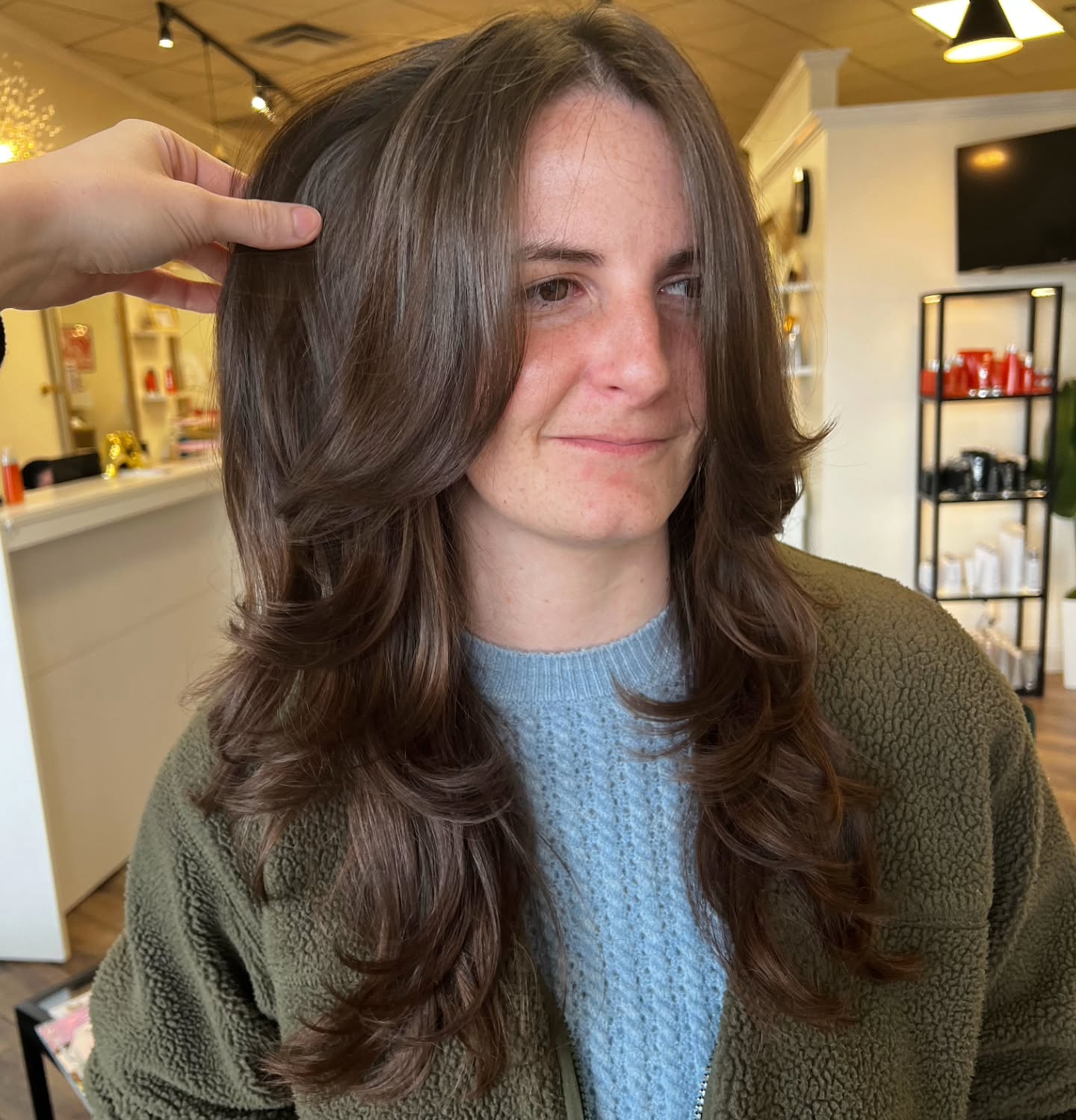 Long Layered Shag with Rolled Face-Framing Ends