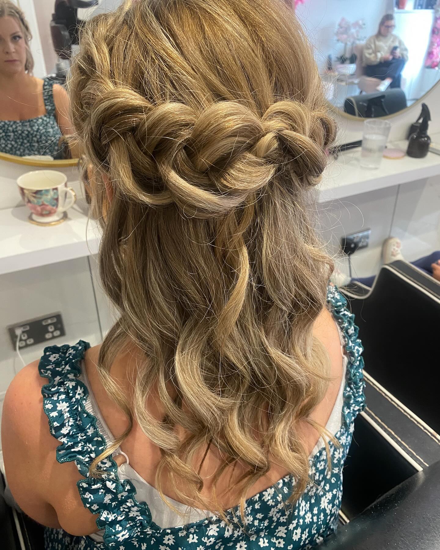 Looped Rope Half-Up Knot on Textured Caramel Blonde Waves
