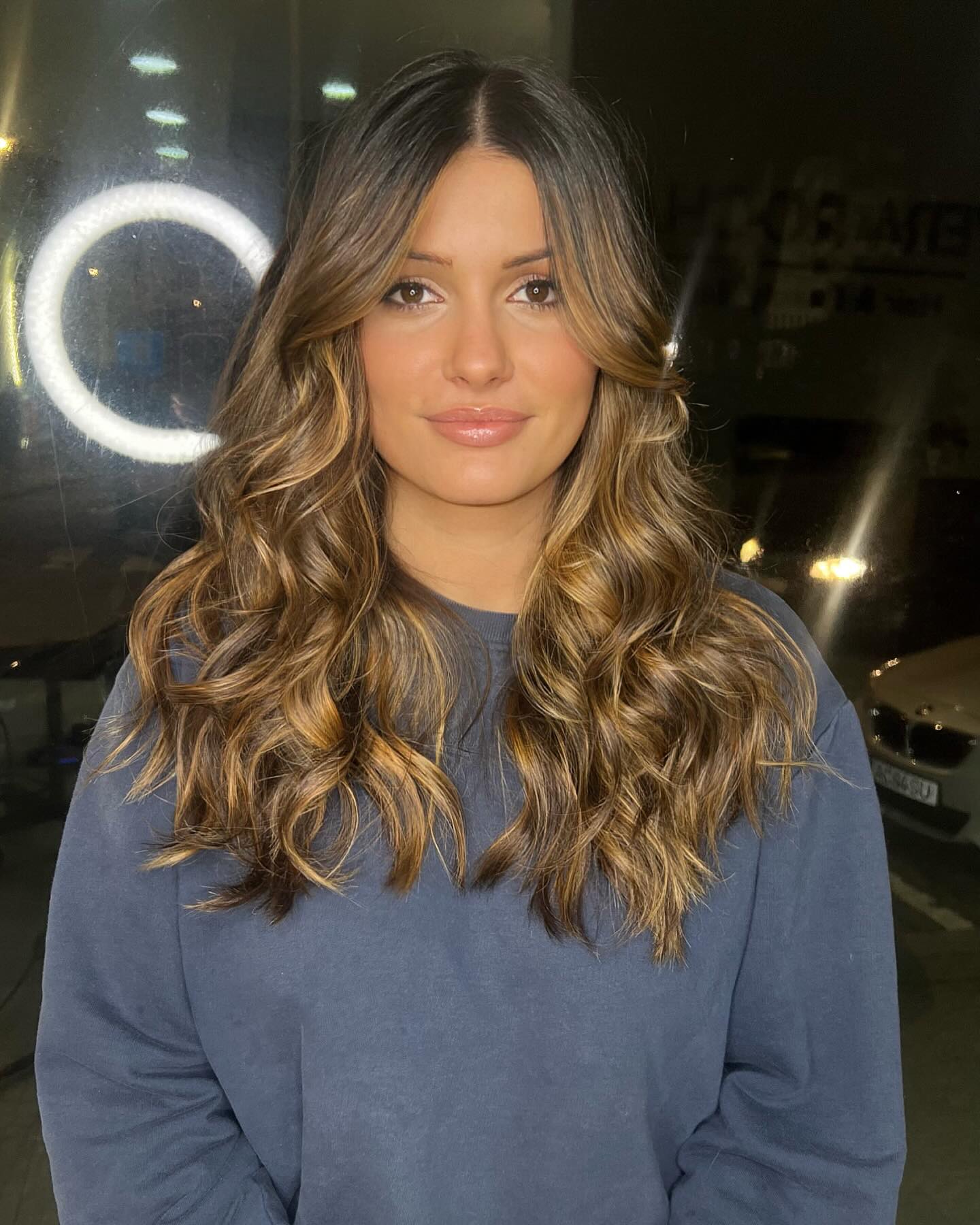 Mid-Chest Wavy Layers with Painted Face-Framing Highlights