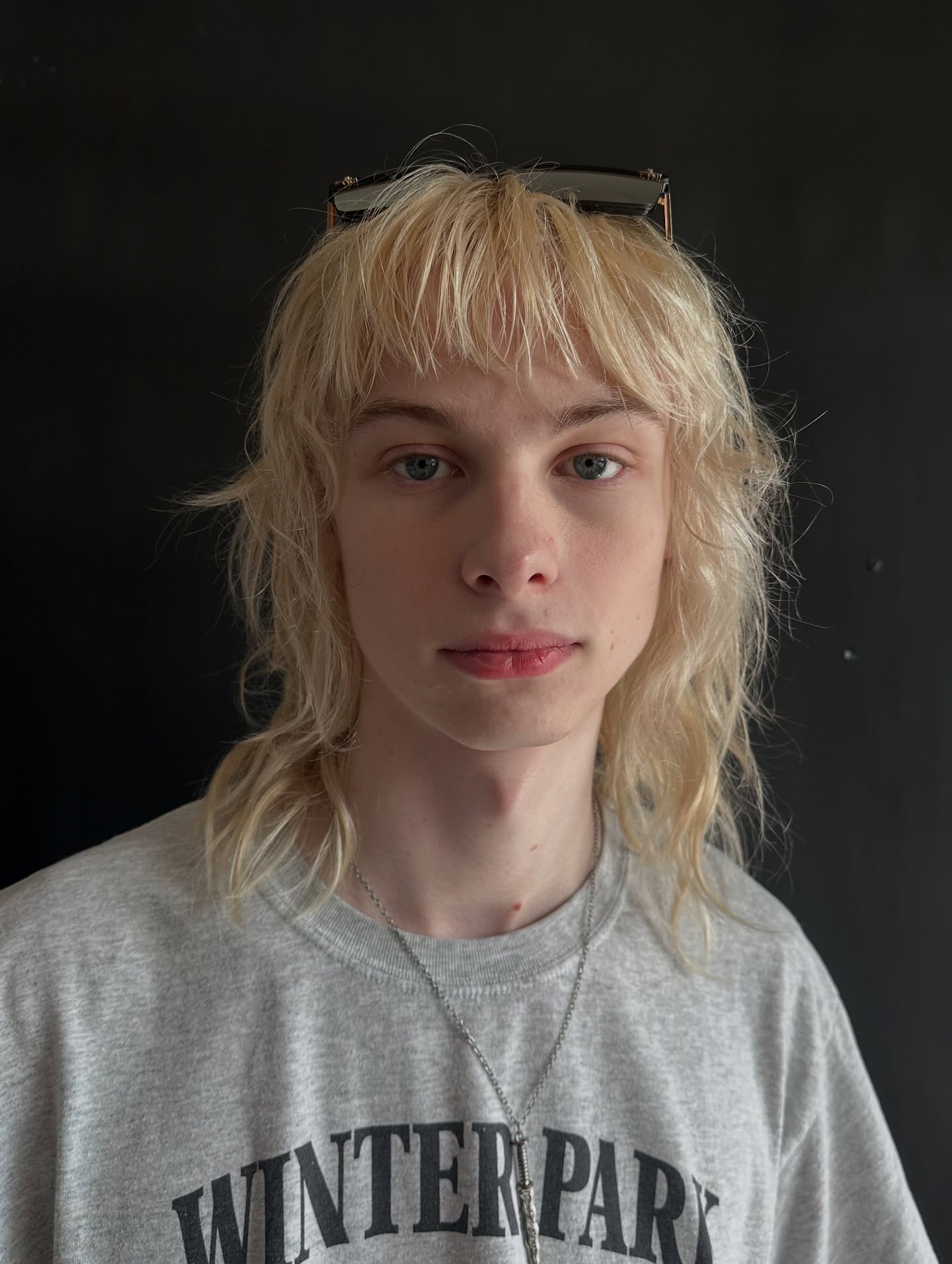 Platinum Shaggy Mullet with Wispy Micro-Bangs