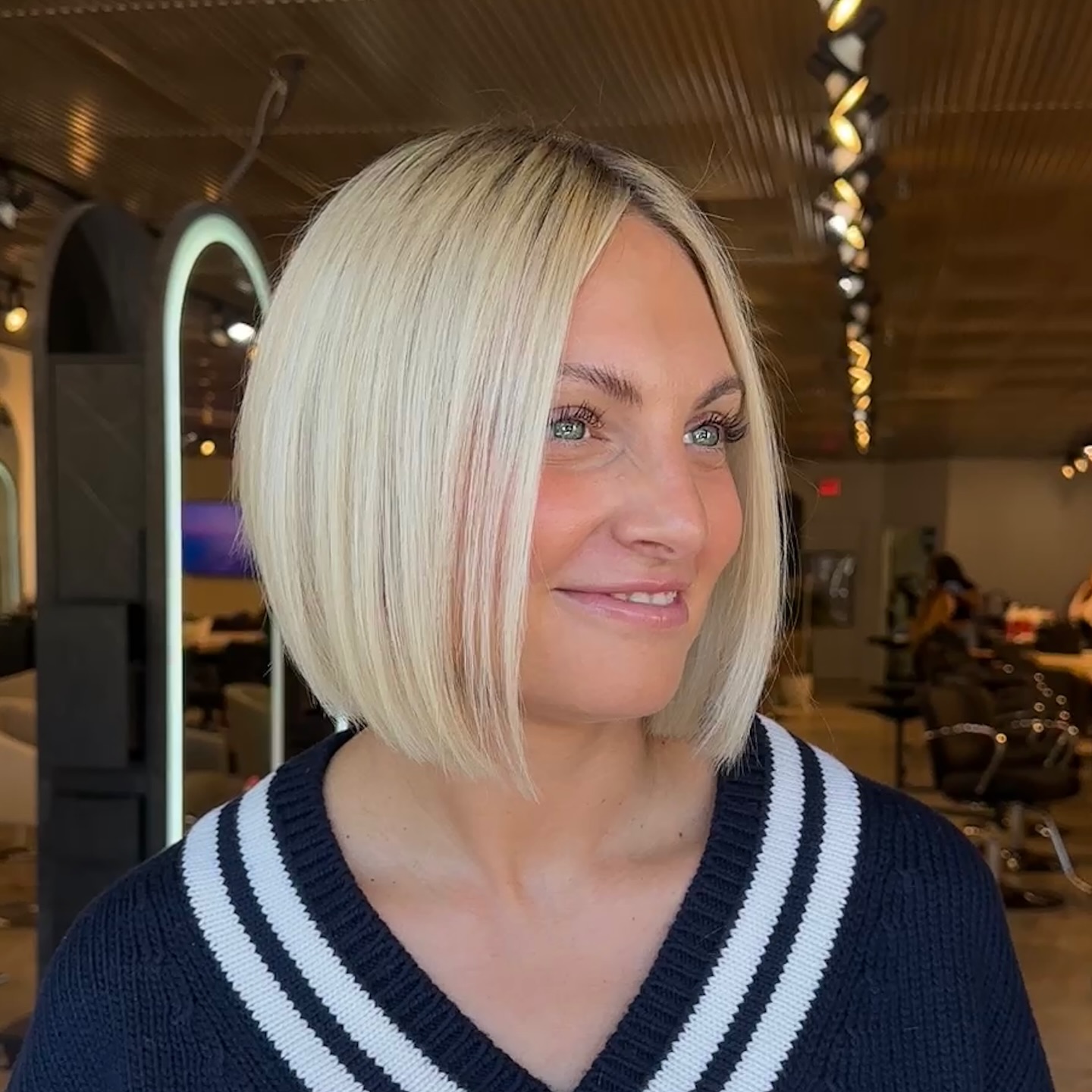 Polished A-Line Chin-Length Blunt Bob with Soft Face-Framing