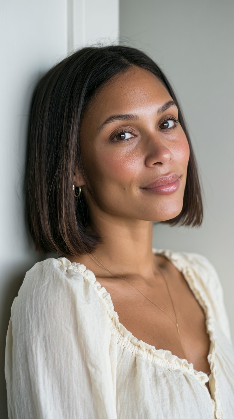 Polished Jaw-Length Blunt Lob with Soft Internal Curve