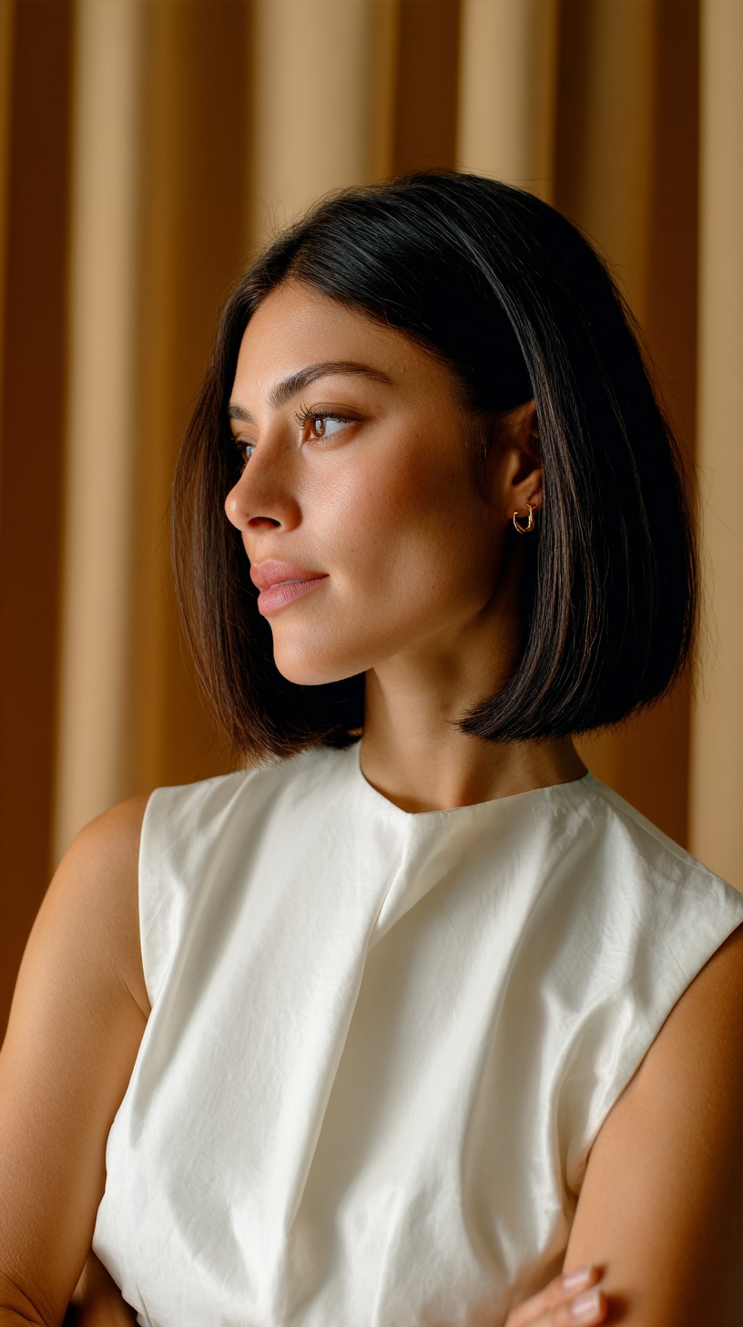 Precision Chin-Length Blunt Lob with Soft Internal Bevel