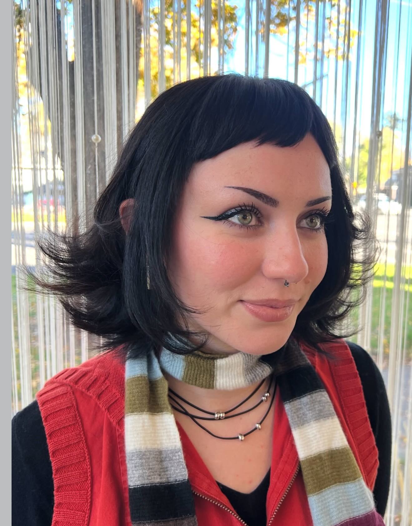 Retro-Modern Micro Bang Bob with Winged, Flipped-Out Ends