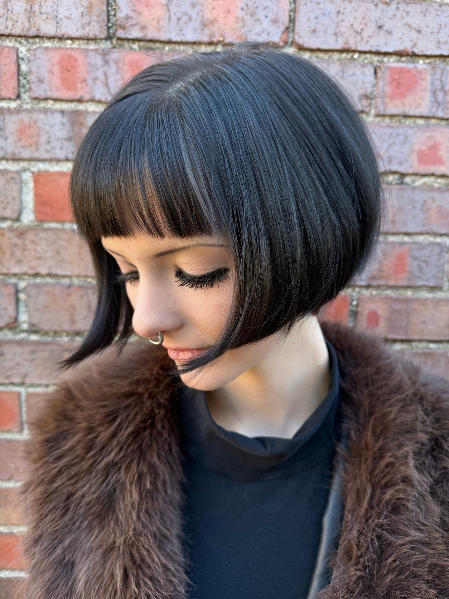 Rounded Precision Chin-Length Bob with Micro Bangs