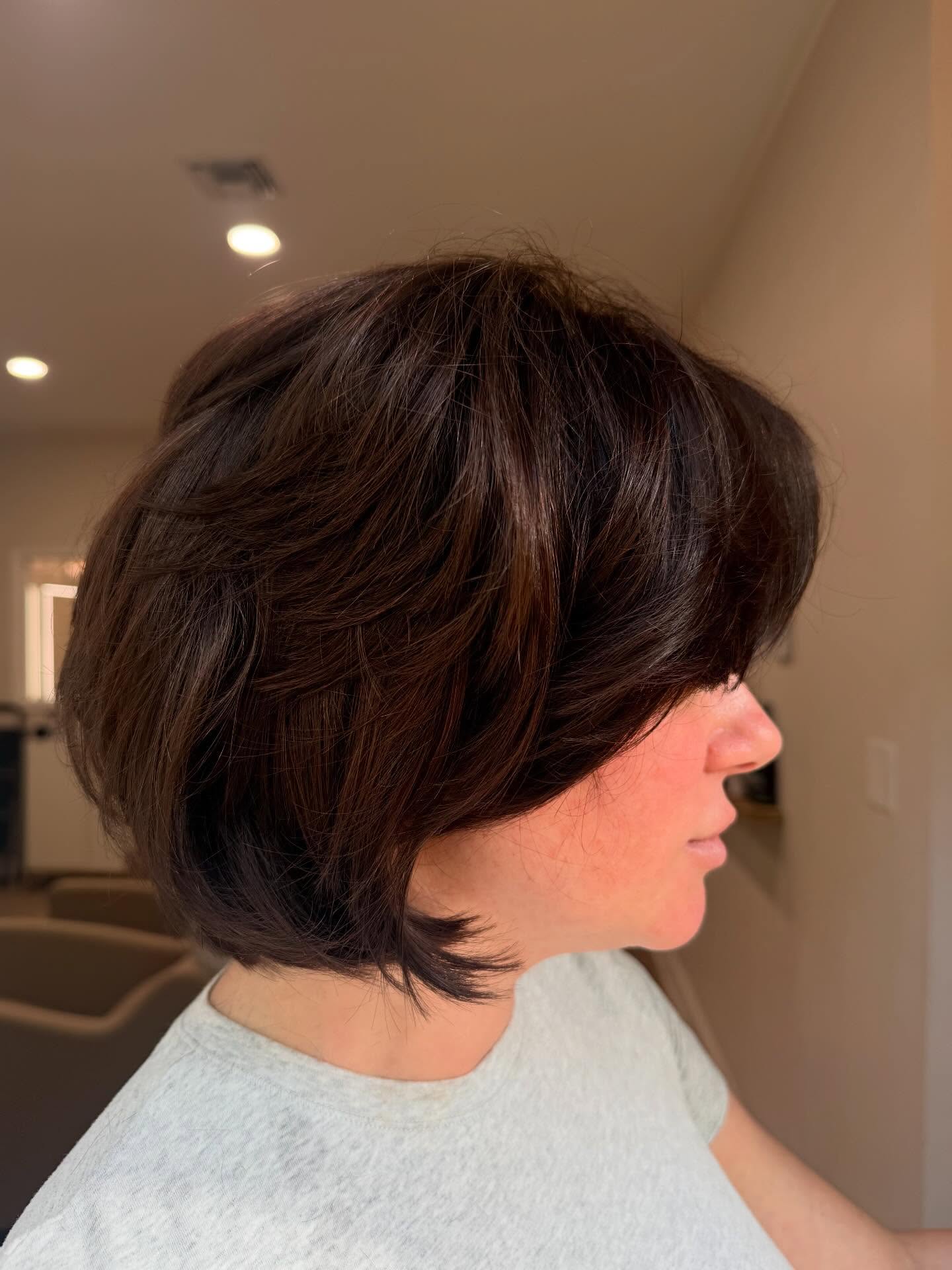 Short Layered Bob with Flicked Nape and Soft Curtain Layers