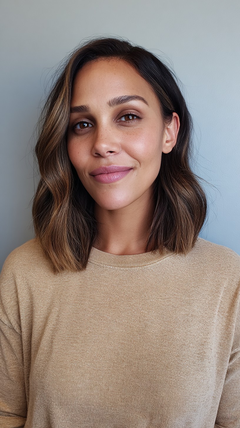 Shoulder-Grazing Blunt Lob with Face-Framing Babylights