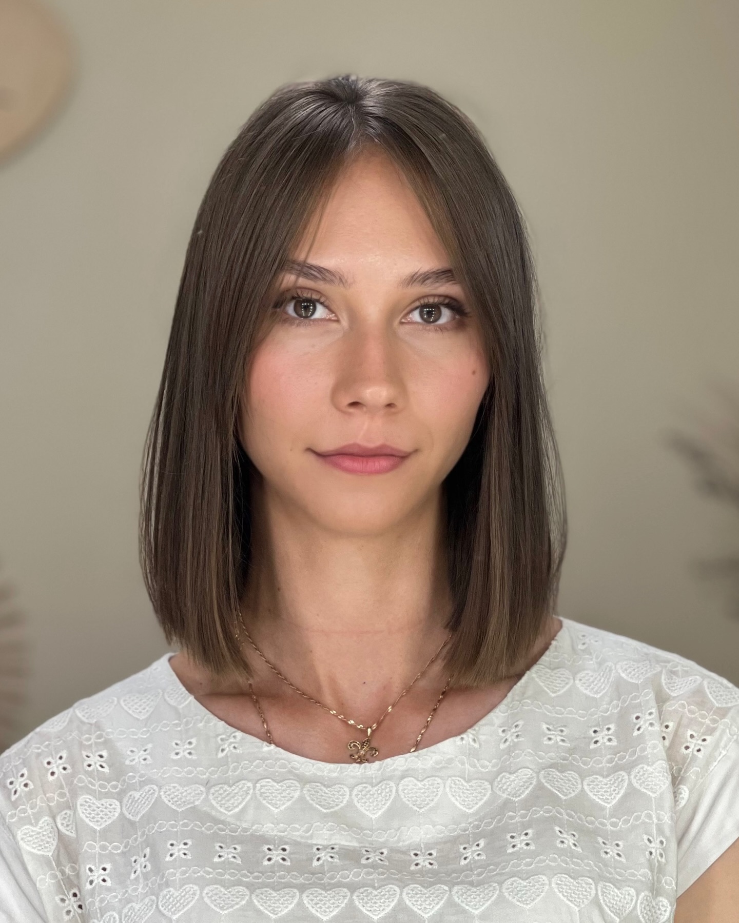 Sleek Blunt Lob with Soft Center Face-Framing