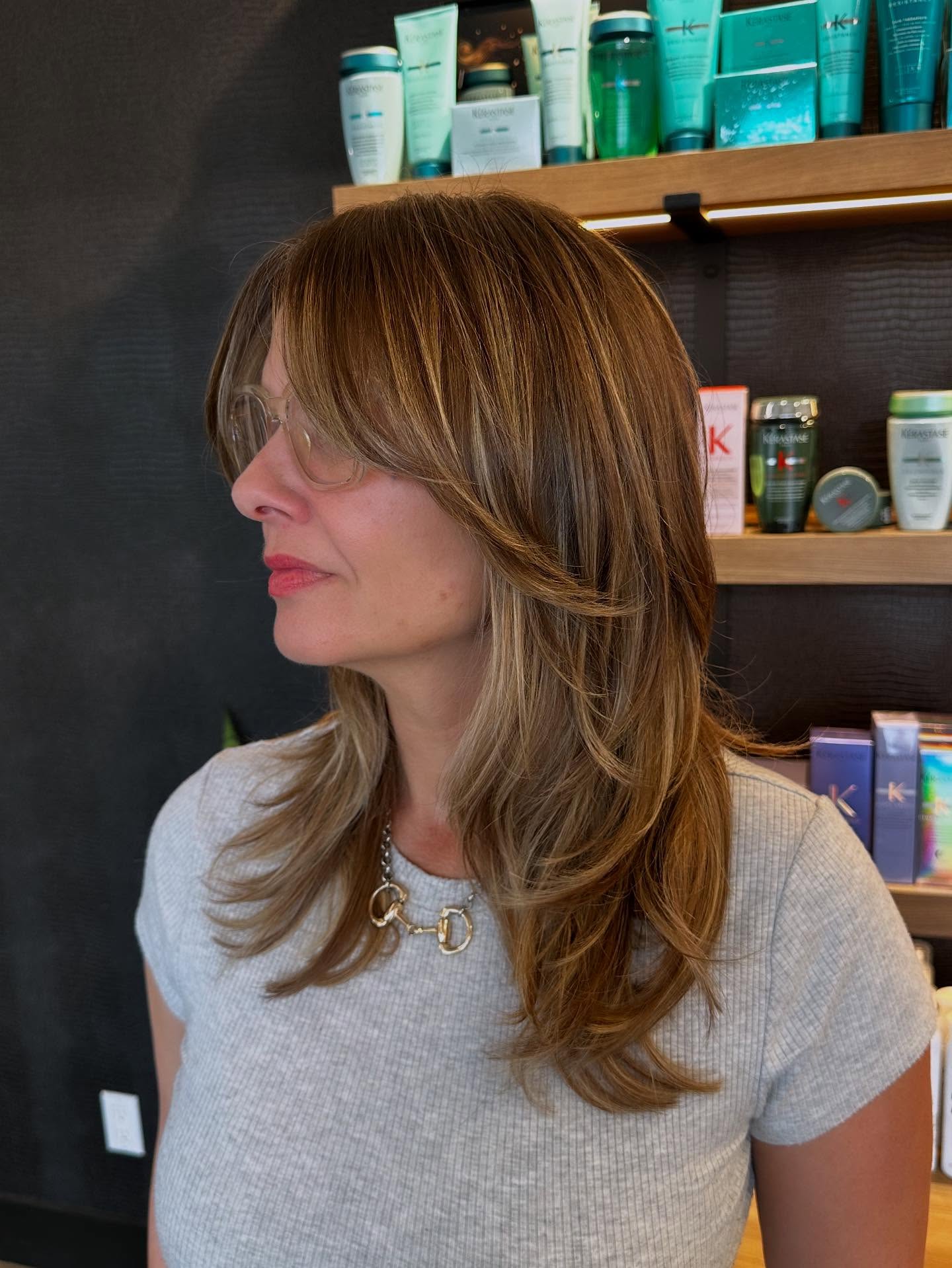 Soft Bronde Long Layers with Face‑Framing Curtain and Feathered Ends