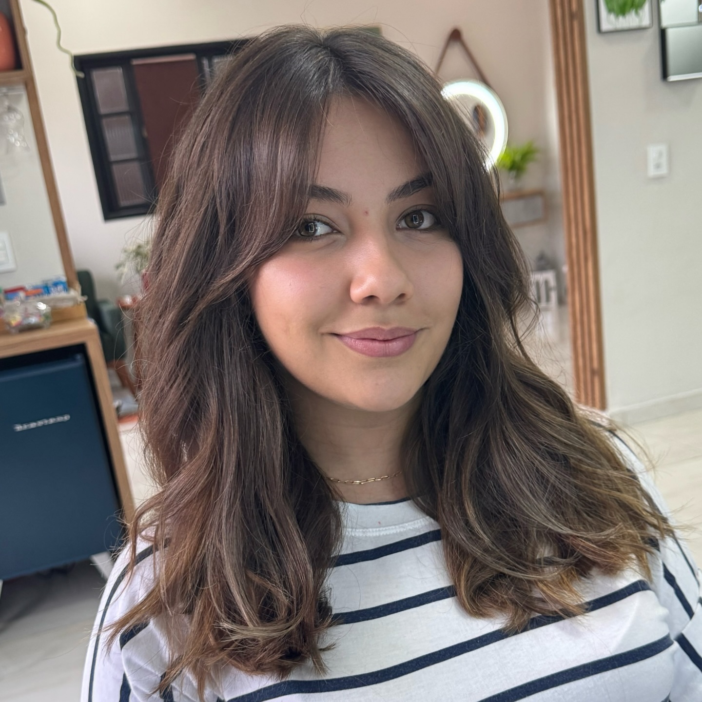 Soft Curtain Fringe Lob with Feathered Mid-Length Layers