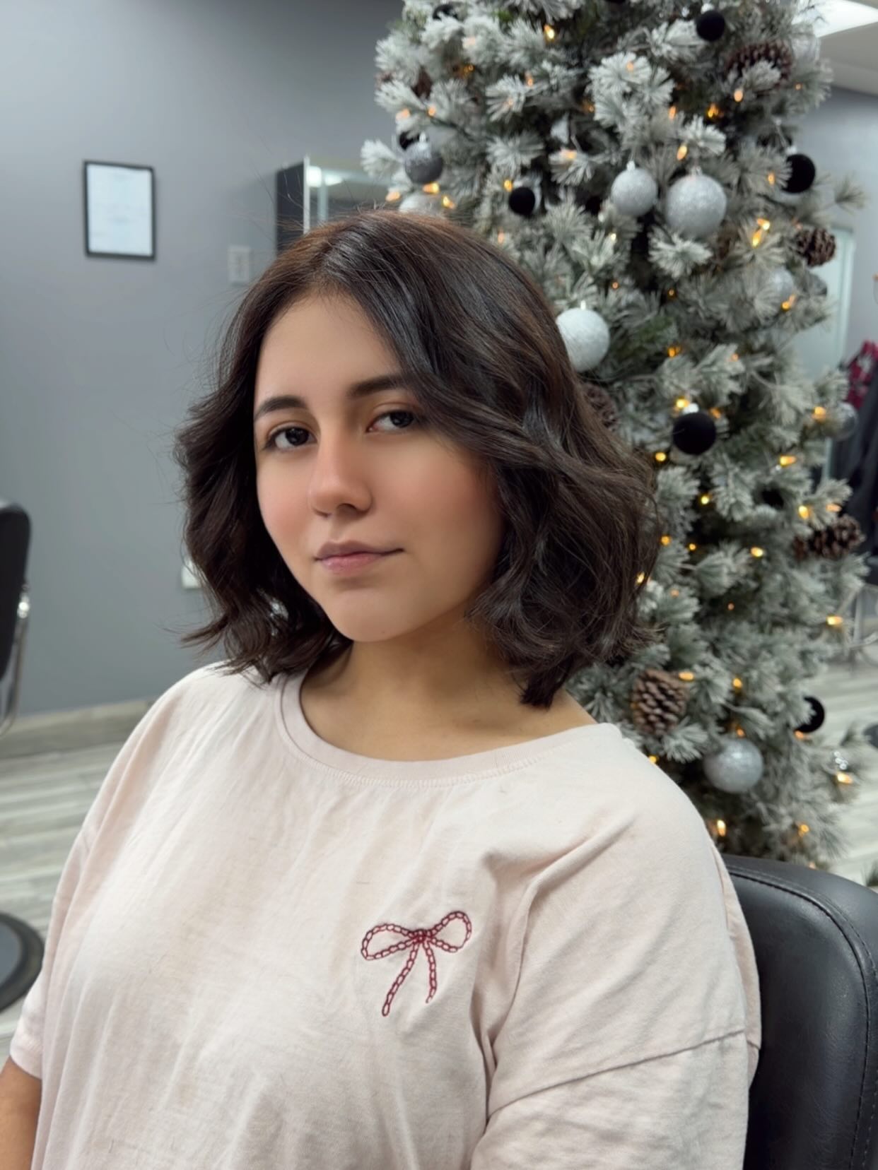 Soft Curtain-Part Chin-Length Wavy Bob with Rounded Inward Ends