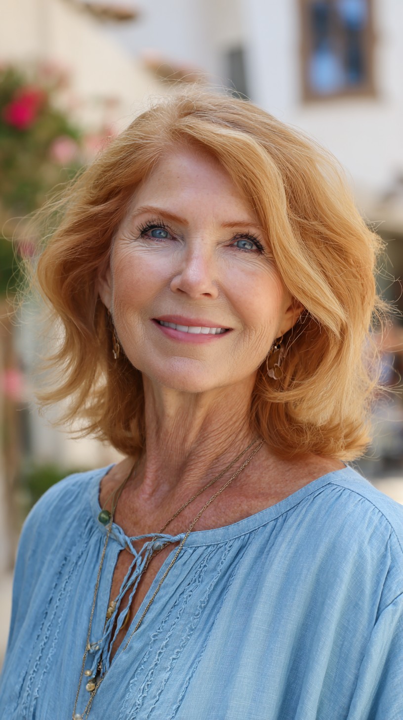 Soft Face-Framing Shoulder-Length Waves with Lifted Layers