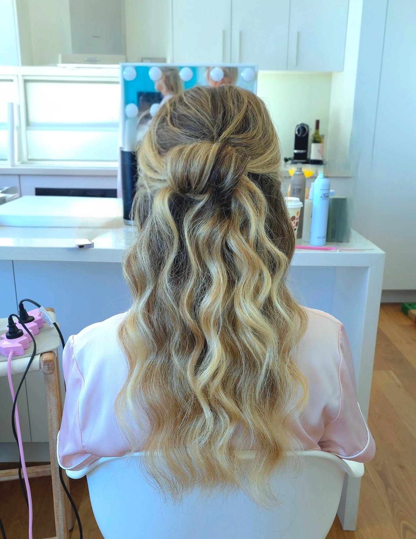 Sun-Kissed Loose Half-Up Twist with Beachy S-Waves