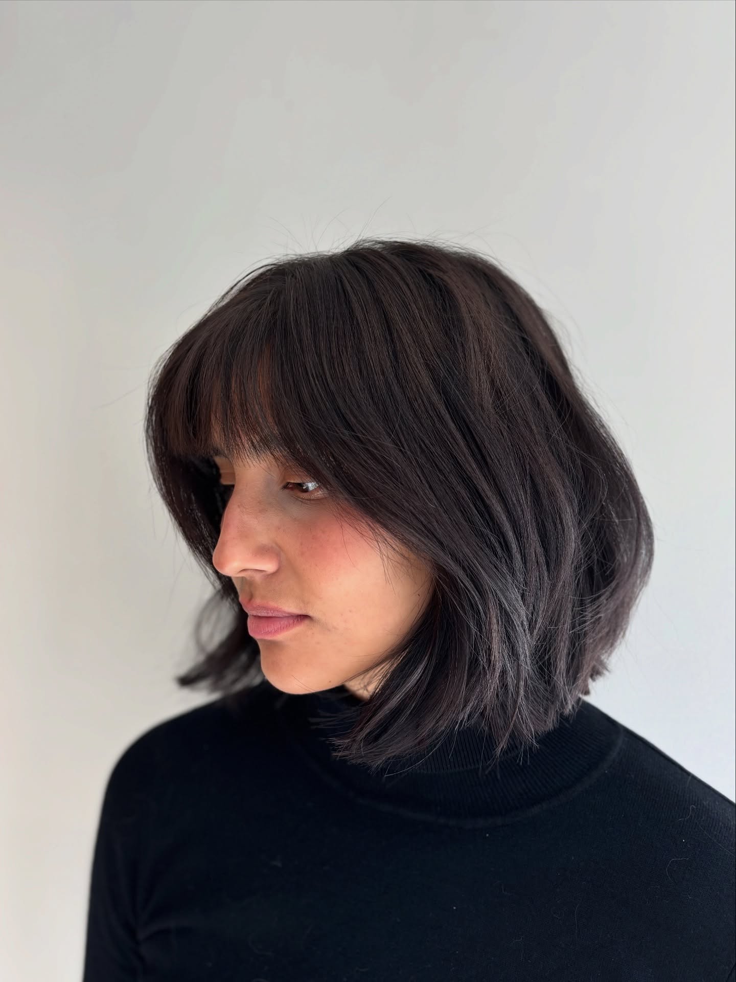 Textured Chin-Length Bob with Blunt Fringe