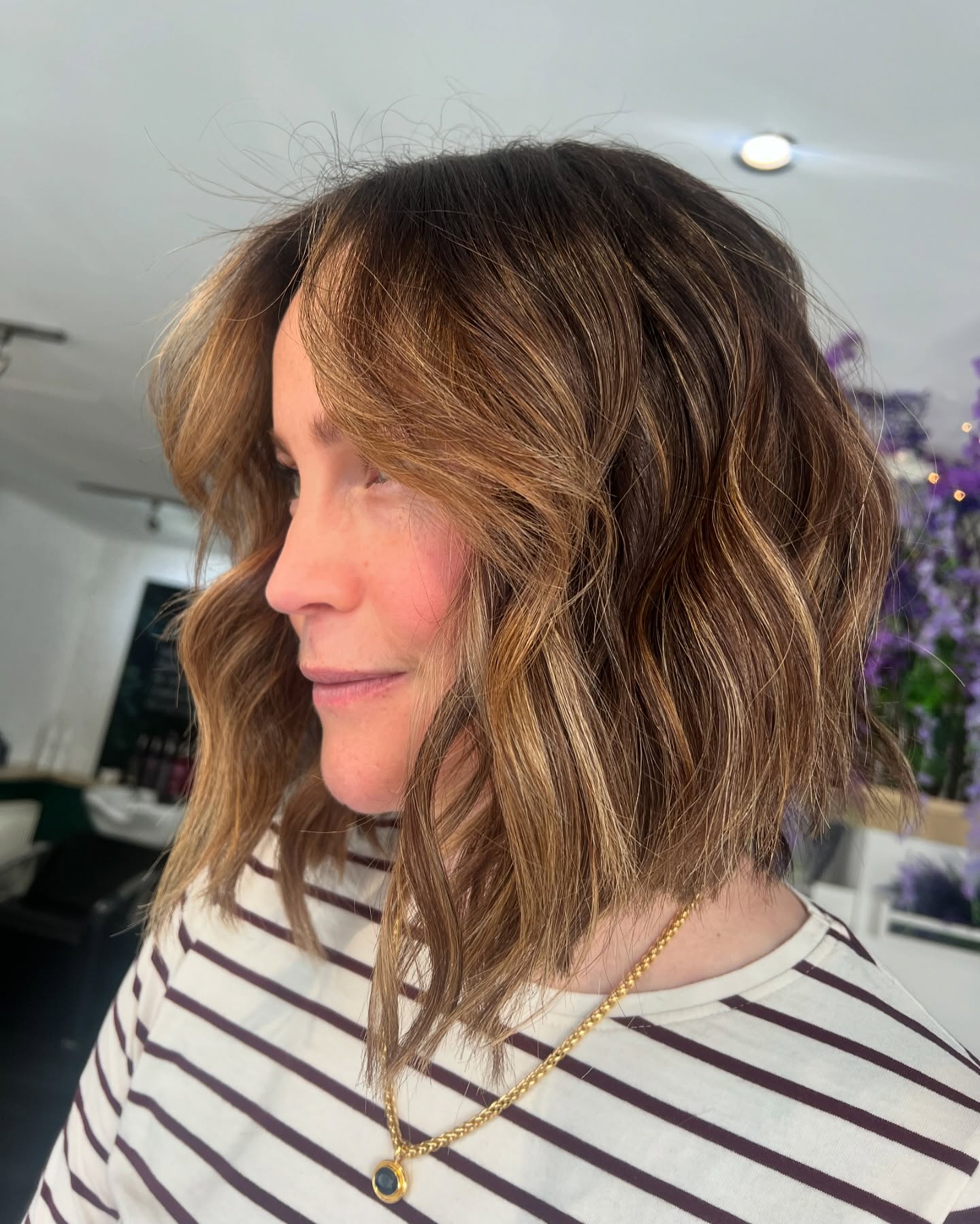 Textured Chin-Length Bob with Curtain Face-Framing Layers