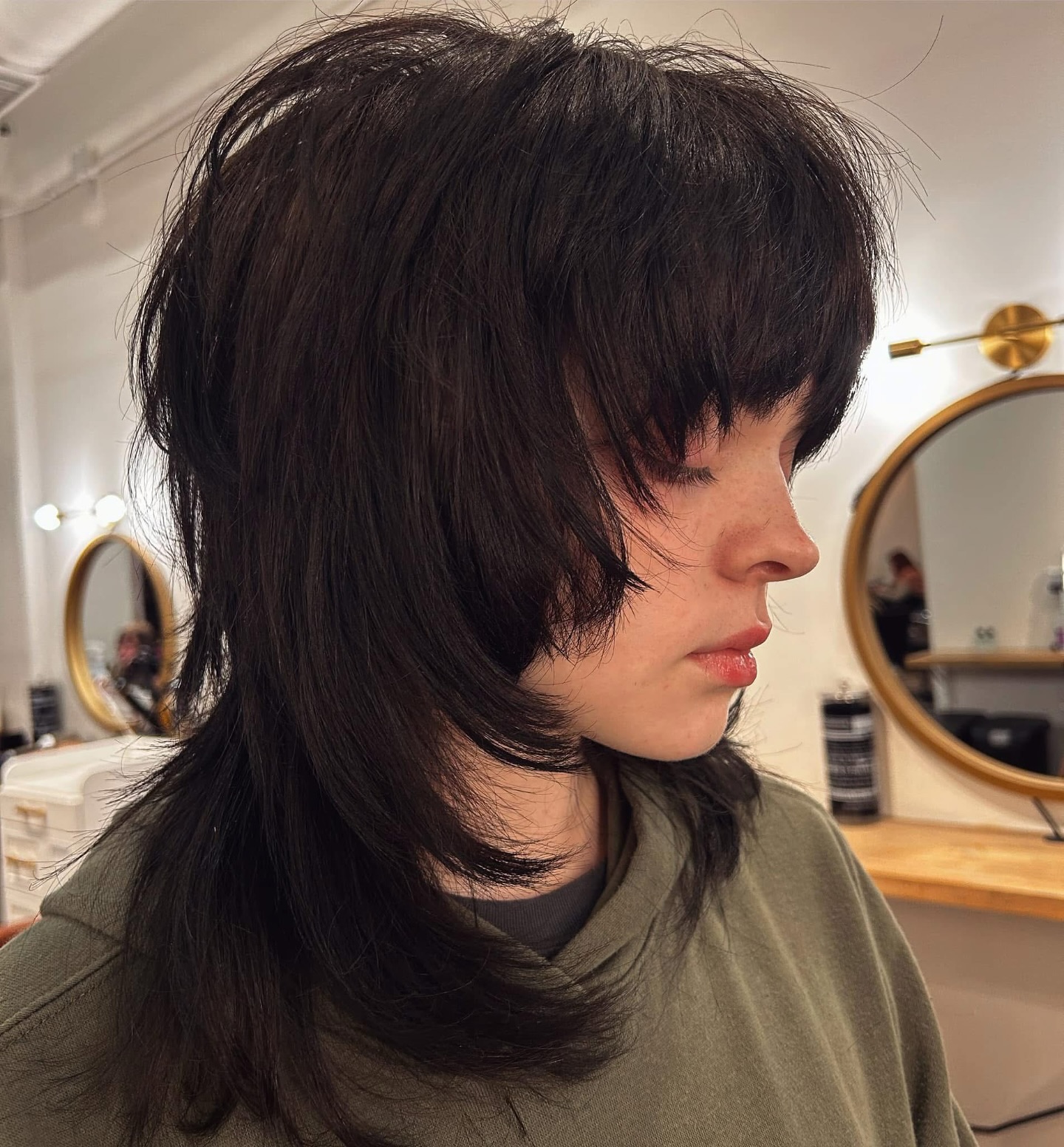 Textured Modern Mullet with Heavy Blunt Fringe