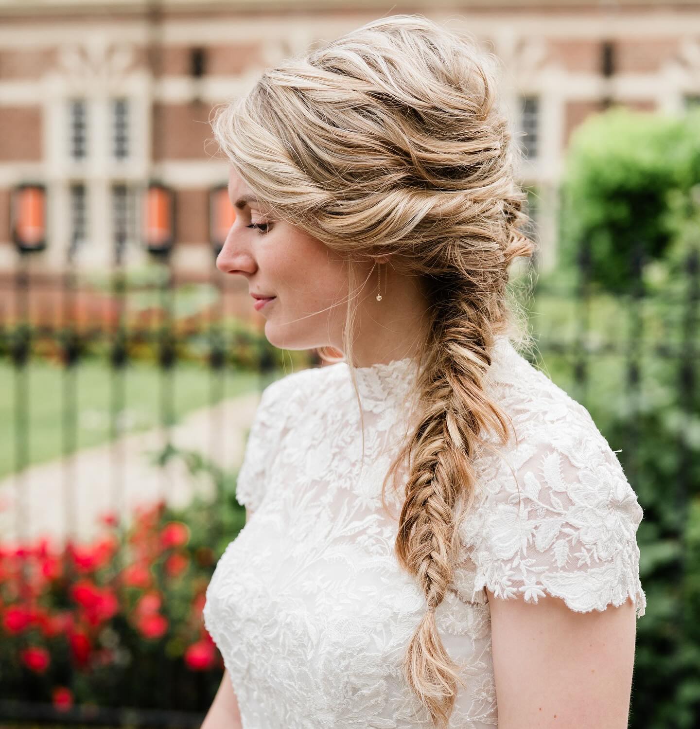 Textured Side Fishtail with Volumized Crown and Subtle Balayage