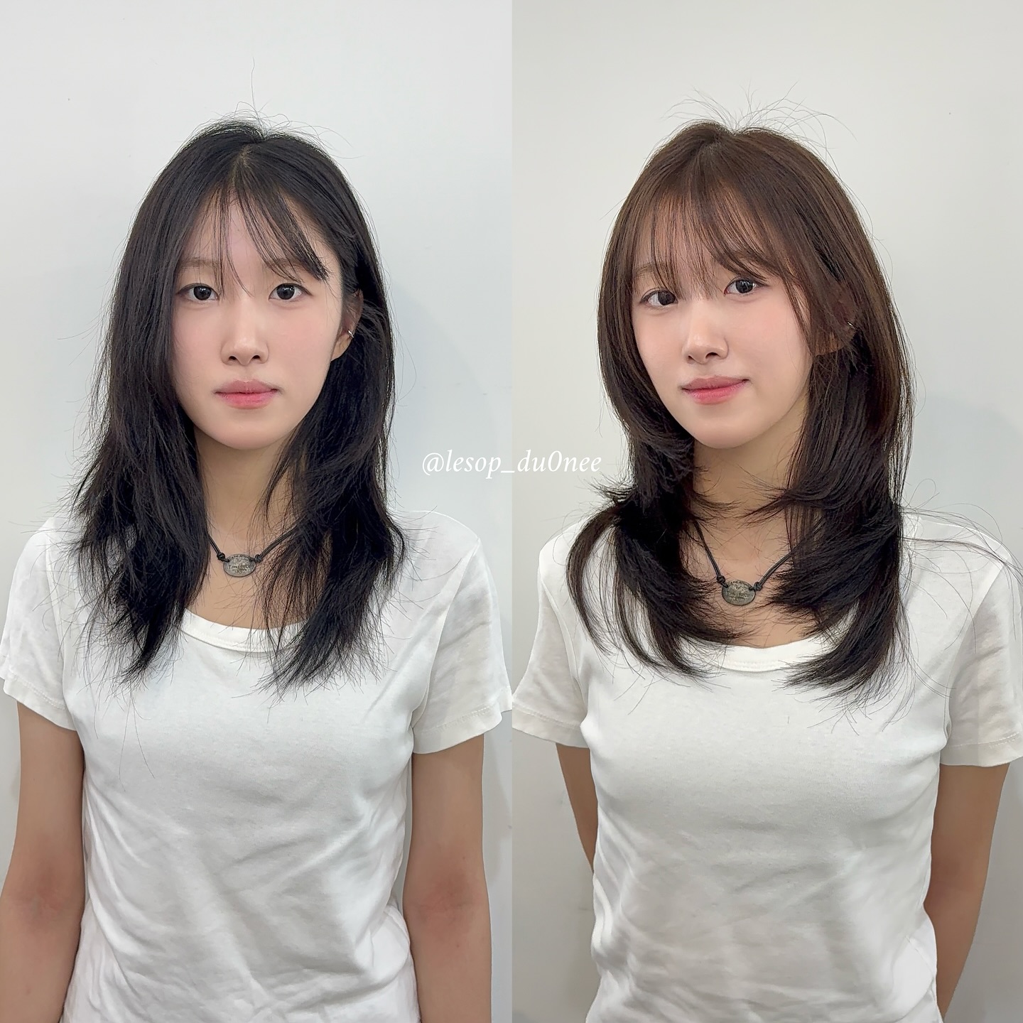 Breezy Mid-Length Layered Cut with Blended Wispy Bangs
