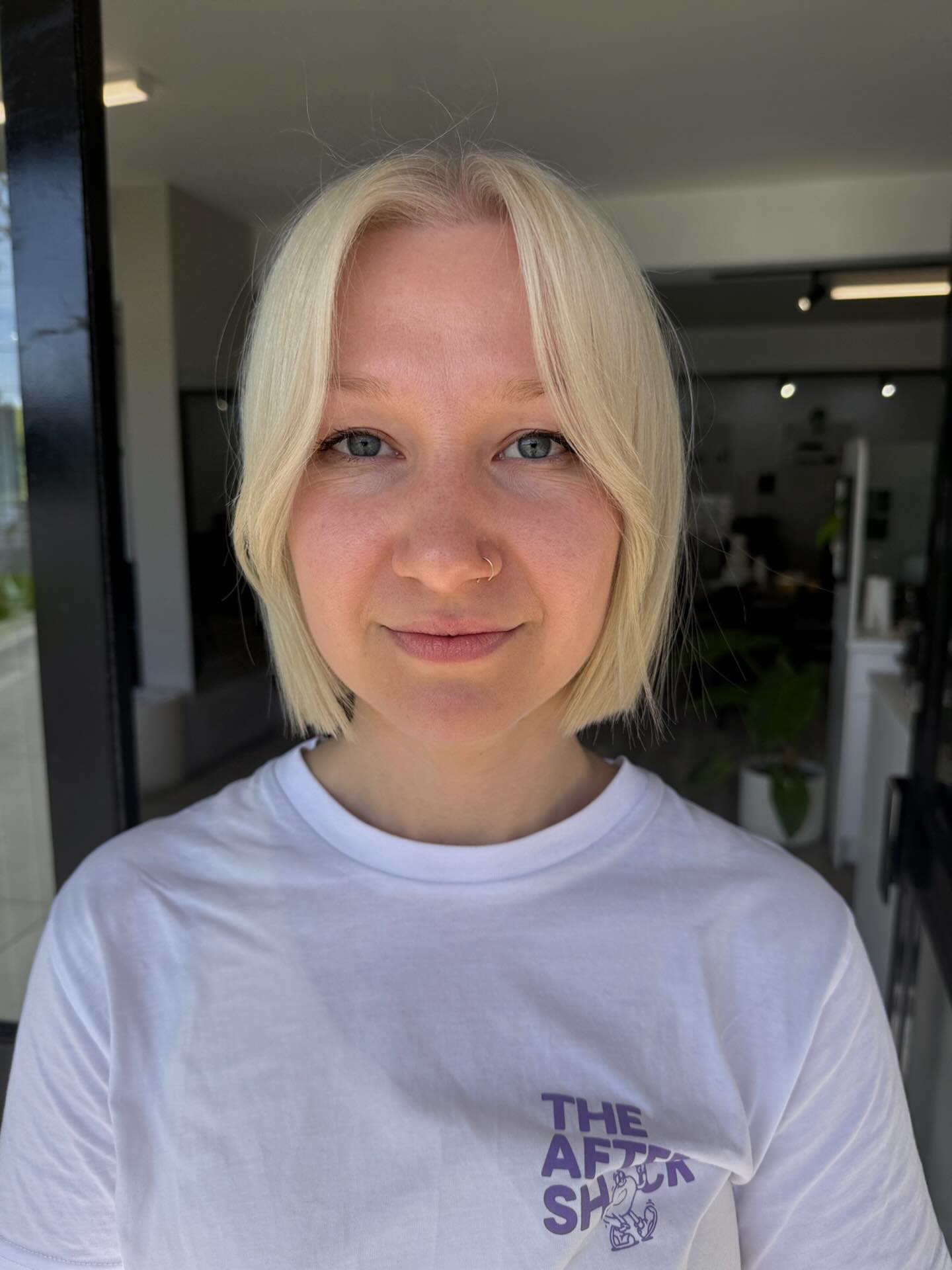 Chin-Length Blunt Bob with Soft Curtain Bangs