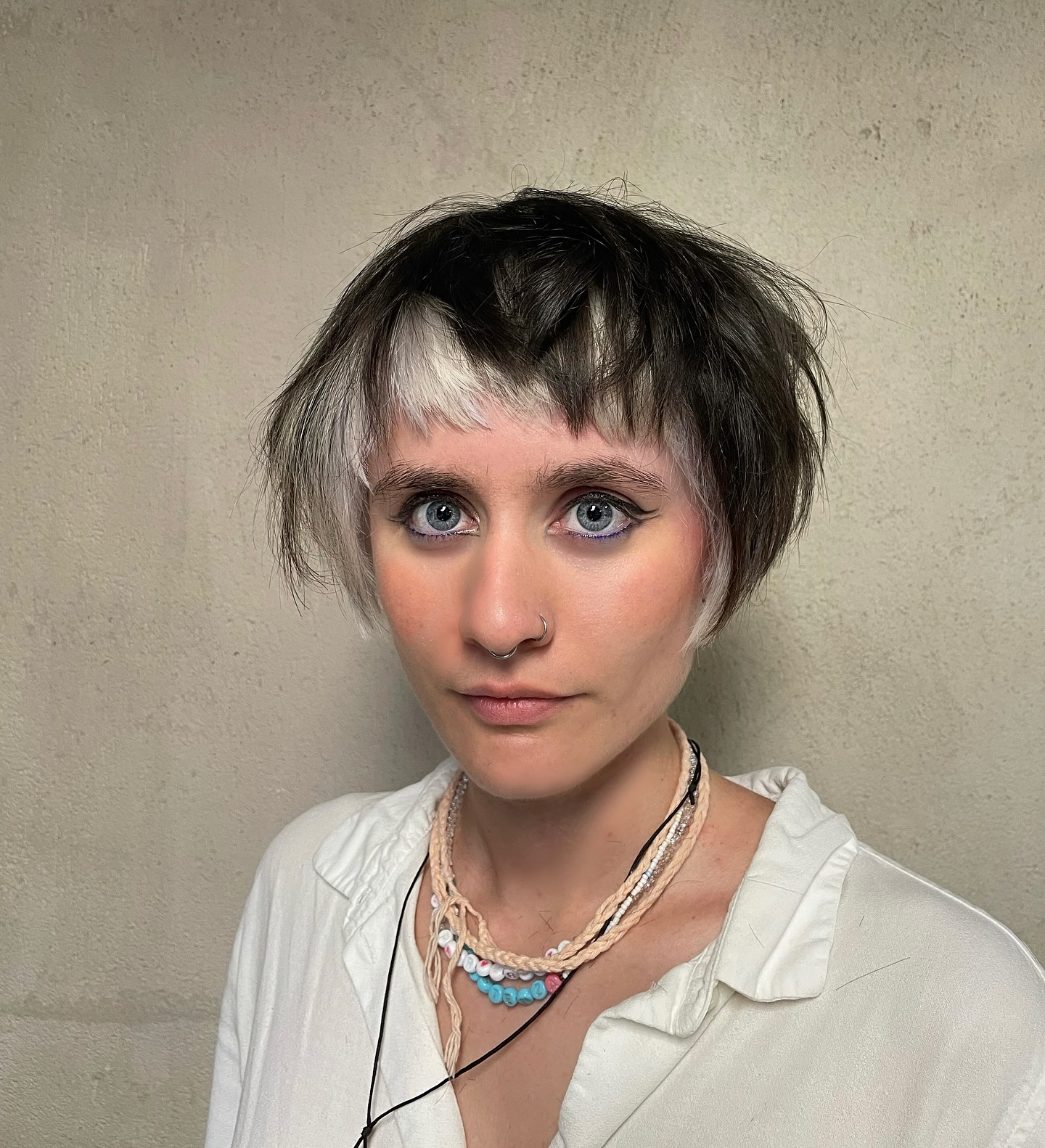 Choppy Two-Tone Cropped Pixie with Micro Baby Bangs